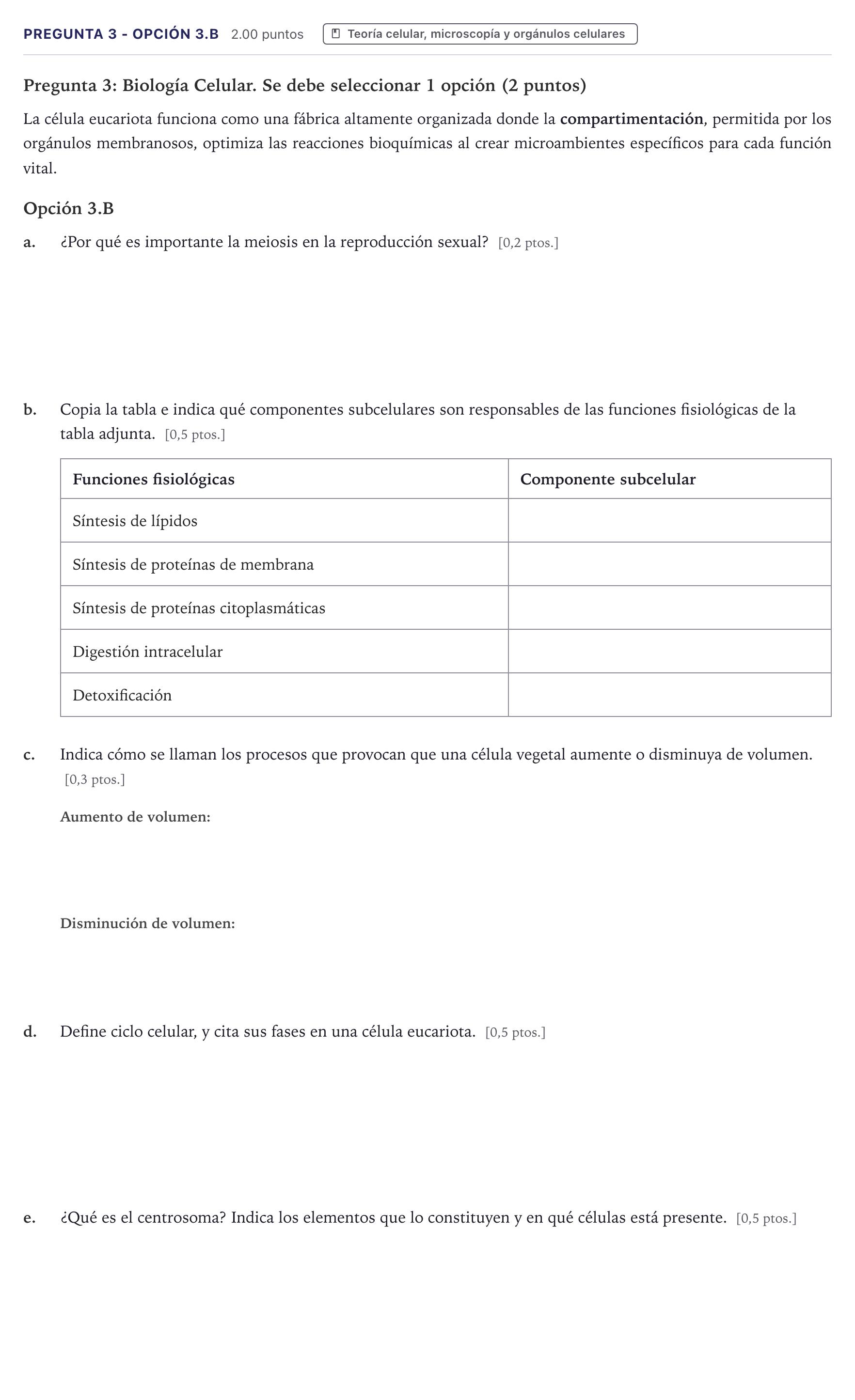 Enunciado: Pregunta 3 - Opción 3.B · Biología PAU Canarias Julio 2026