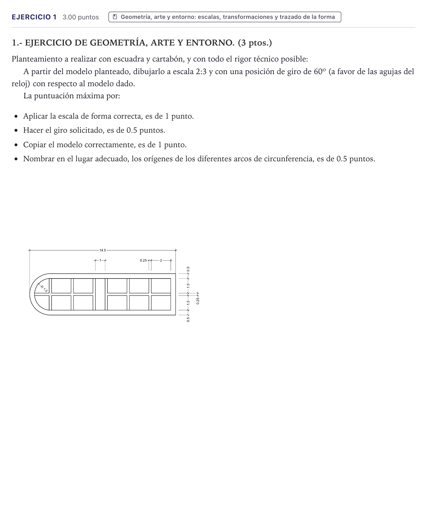 Enunciado: Problema 1 · Dibujo Técnico Aplicado a las Artes Plásticas y el Diseño II PAU Canarias Julio 2026
