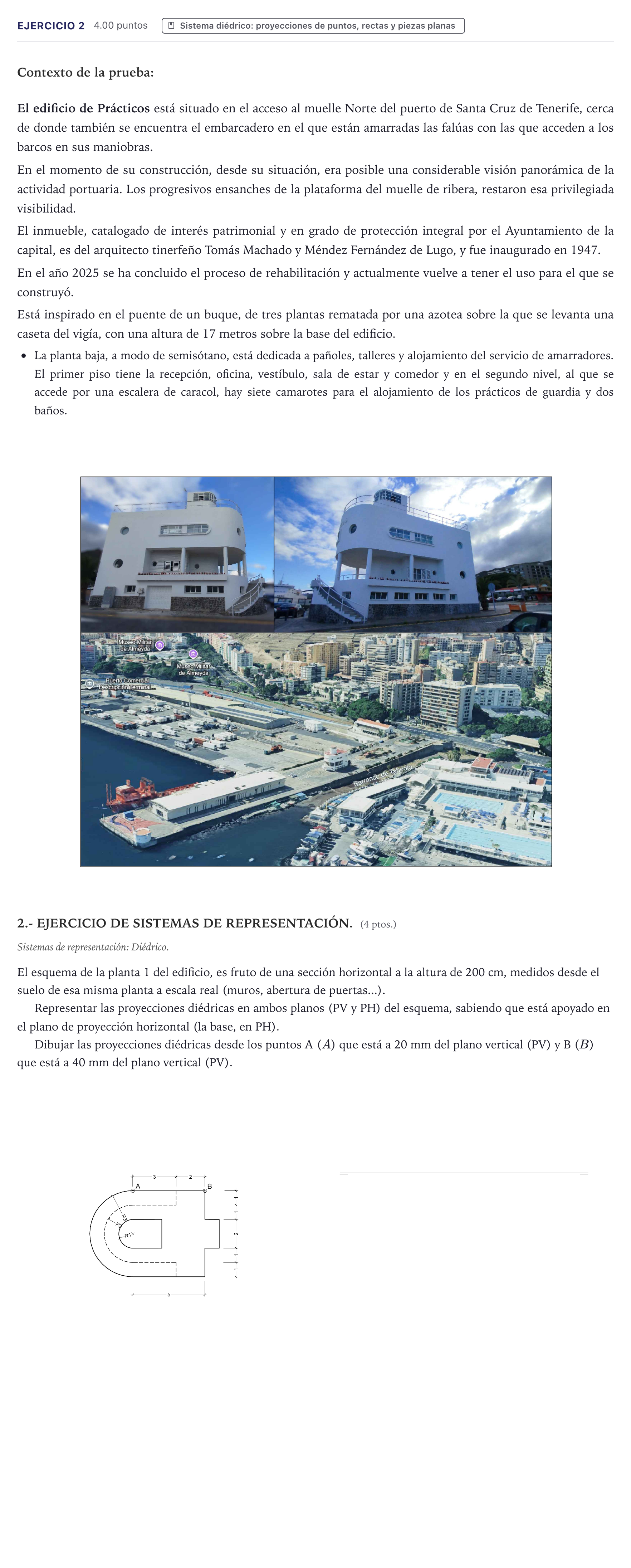 Enunciado: Problema 2 · Dibujo Técnico Aplicado a las Artes Plásticas y el Diseño II PAU Canarias Julio 2026