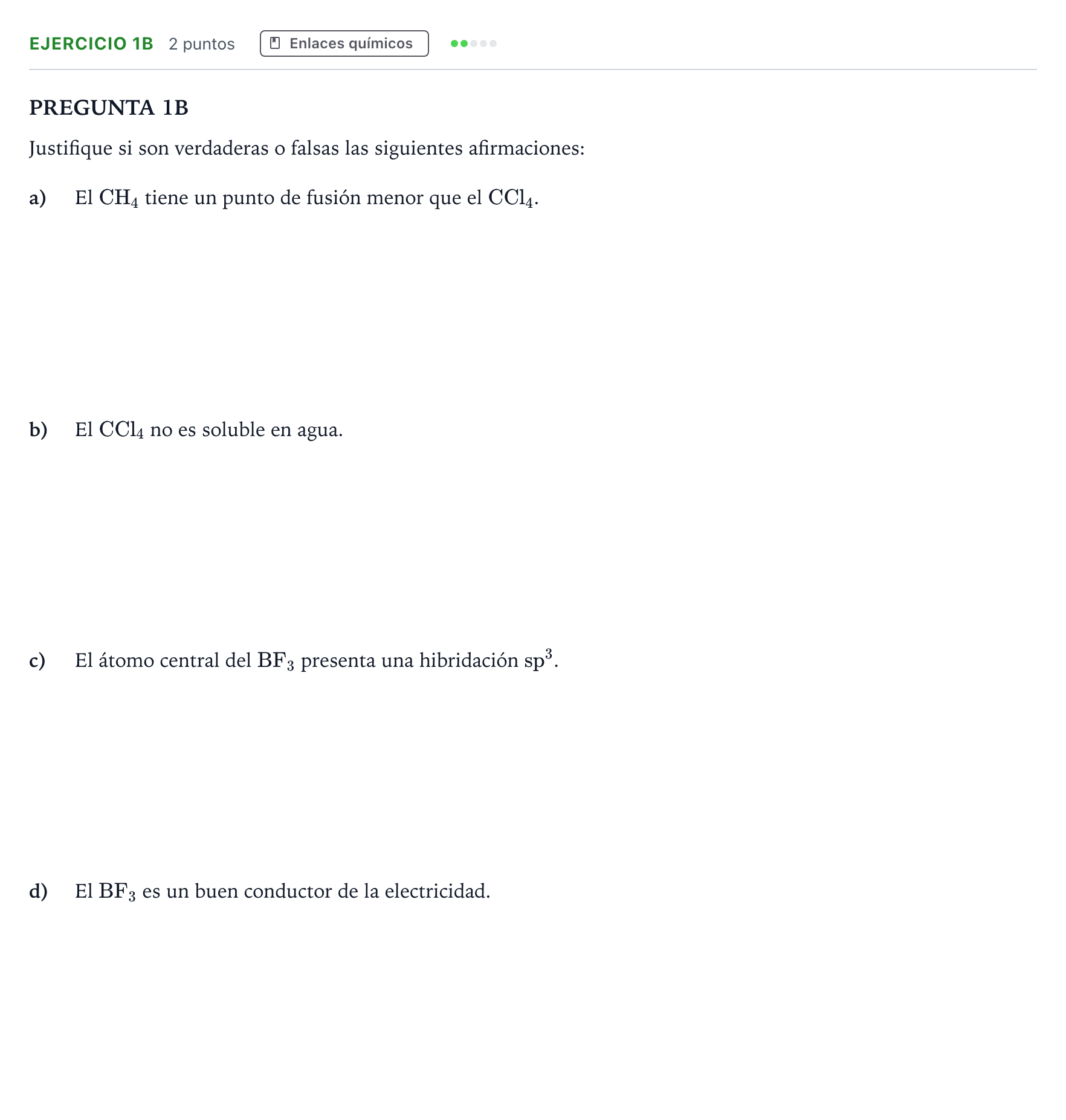 Enunciado: Ejercicio 1B · Química PAU Andalucía Ordinaria Titular 2026