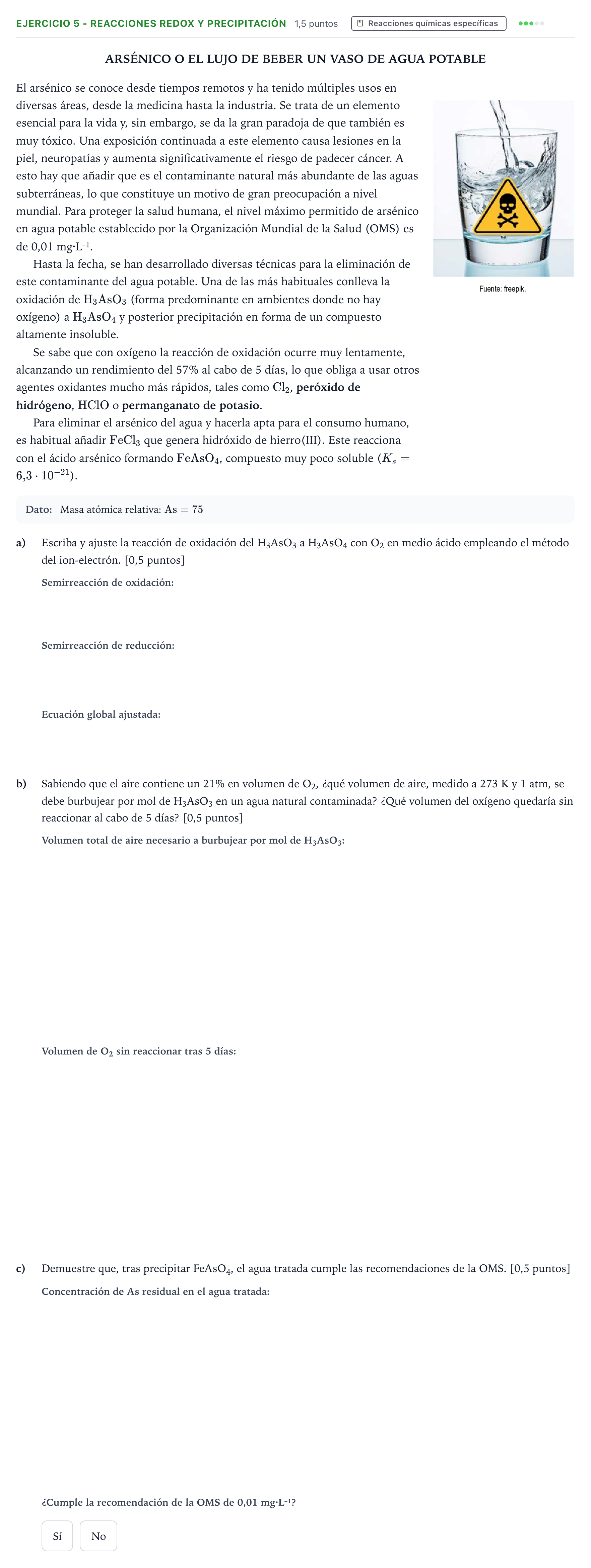 Enunciado: Ejercicio 5 - Reacciones redox y precipitación · Química PAU Andalucía Ordinaria Titular 2026
