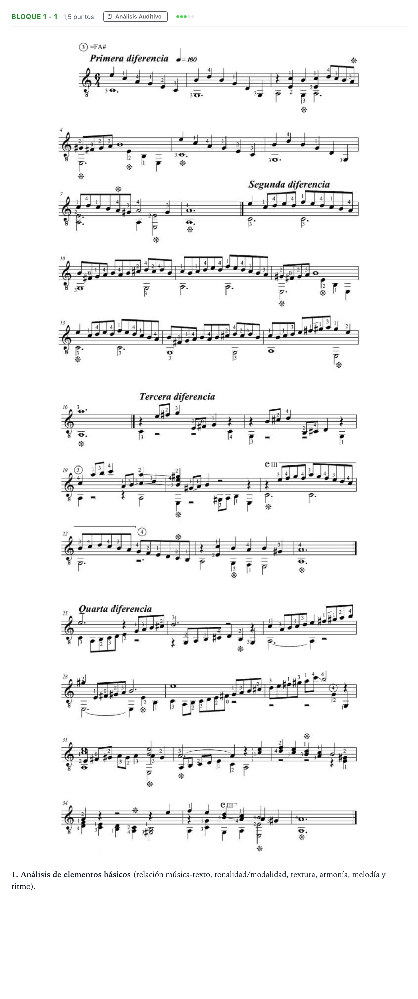 Enunciado: Bloque 1 - 1 · Análisis Musical II PAU Andalucía Ordinaria Titular 2026