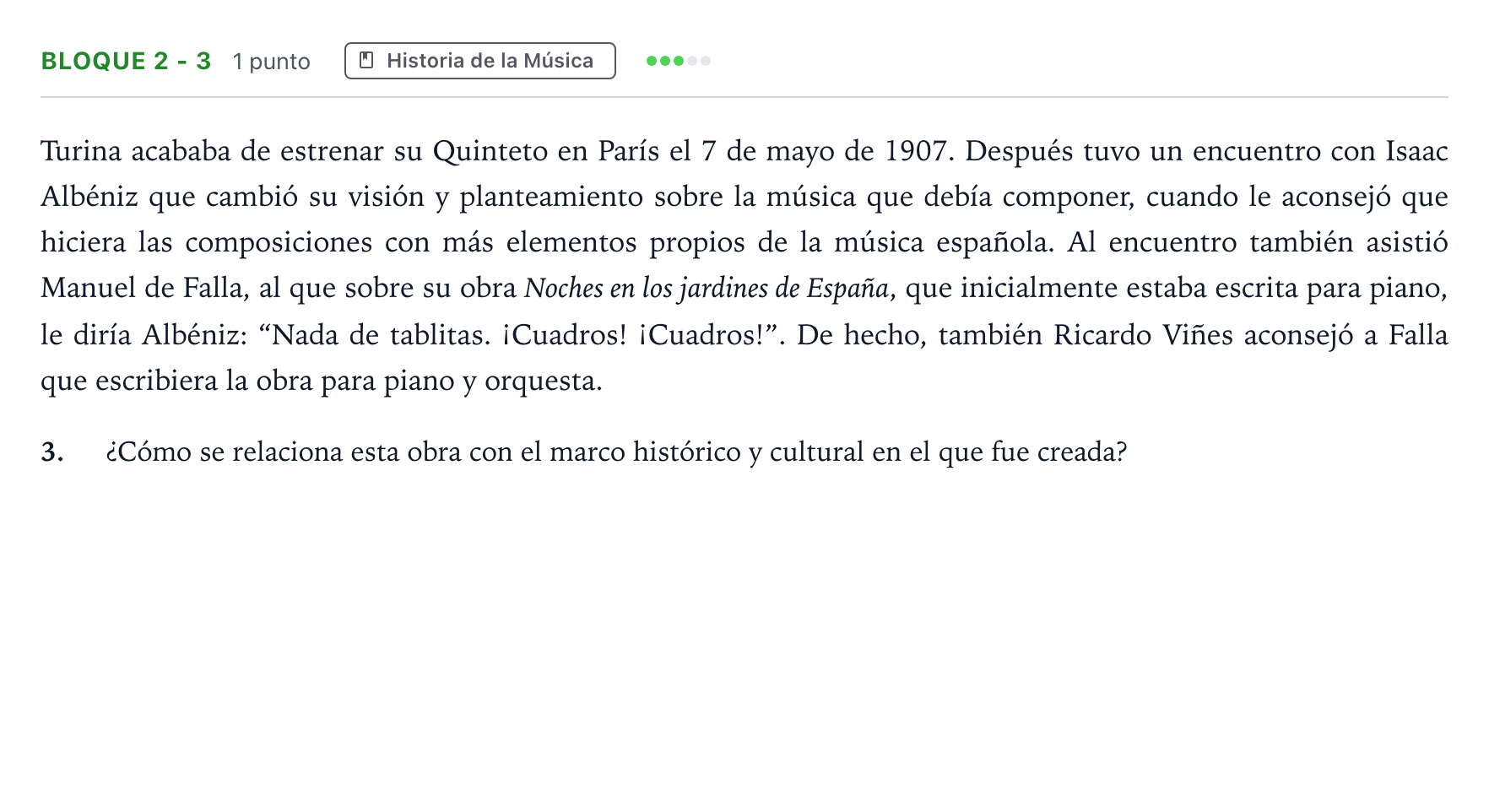 Enunciado: Bloque 2 - 3 · Análisis Musical II PAU Andalucía Ordinaria Titular 2026