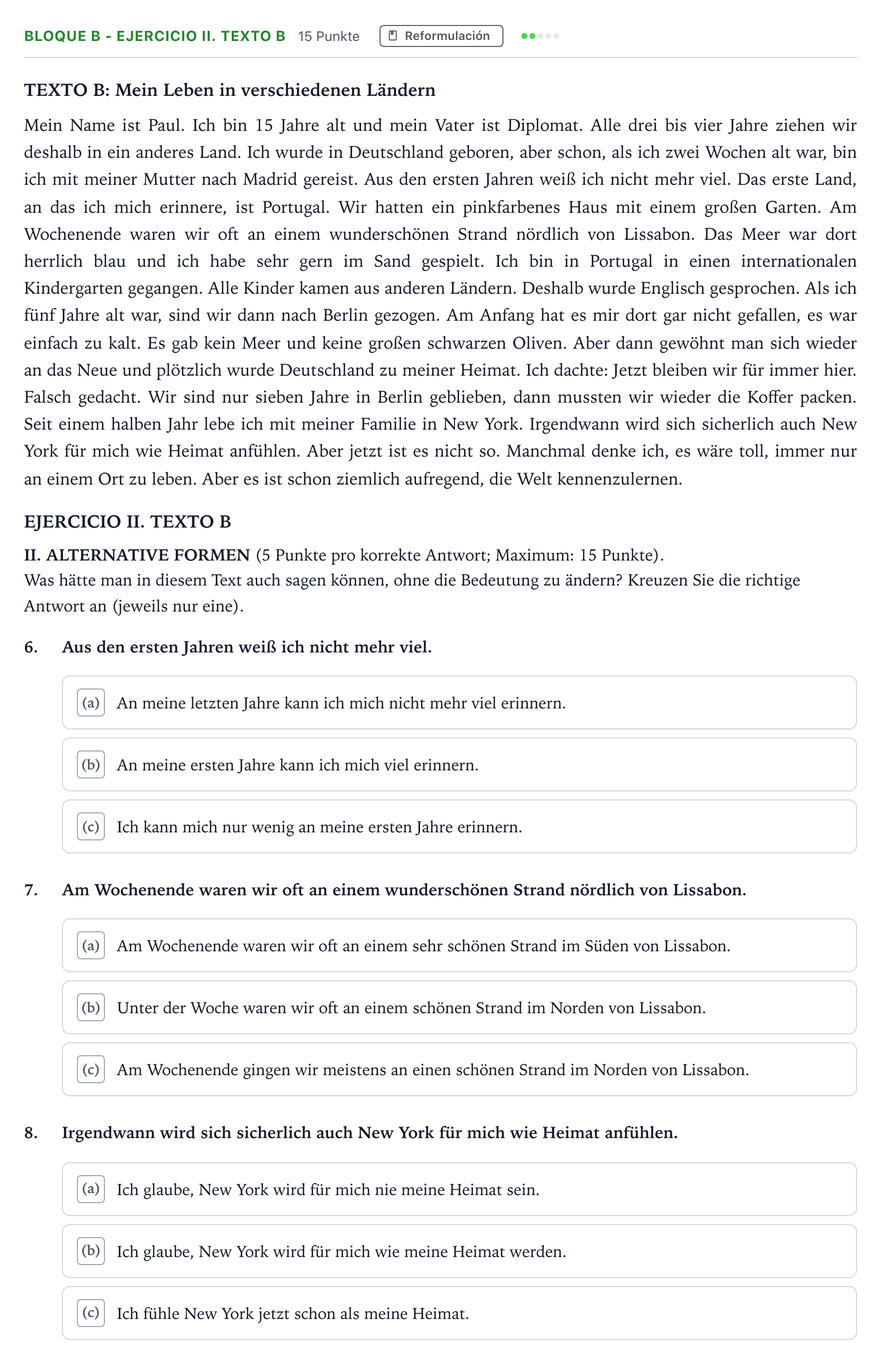 Enunciado: Bloque B - Ejercicio II. Texto B · Alemán PAU Andalucía Ordinaria Titular (Admisión) 2026