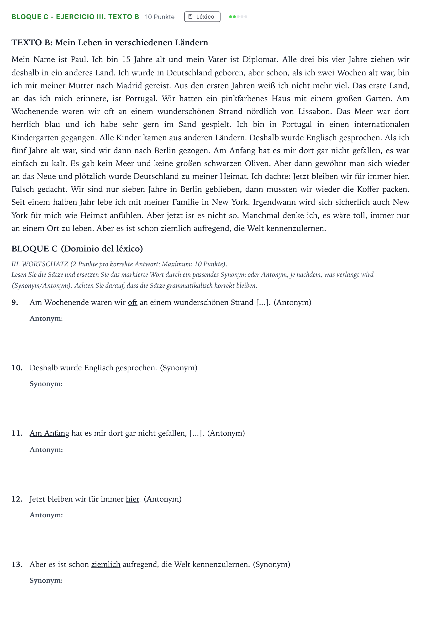 Enunciado: Bloque C - Ejercicio III. Texto B · Alemán PAU Andalucía Ordinaria Titular (Admisión) 2026