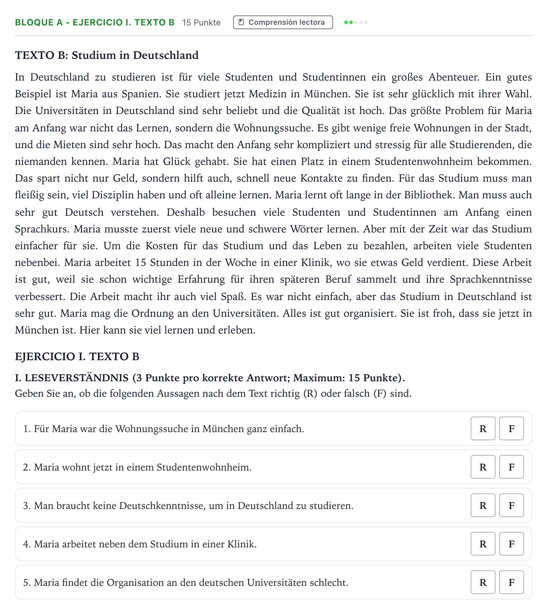 Enunciado: Bloque A - Ejercicio I. Texto B · Alemán PAU Andalucía Extraordinaria Titular (Acceso) 2026