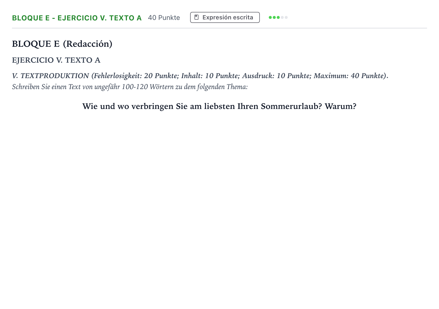Enunciado: Bloque E - Ejercicio V. Texto A · Alemán PAU Andalucía Extraordinaria Titular (Acceso) 2026