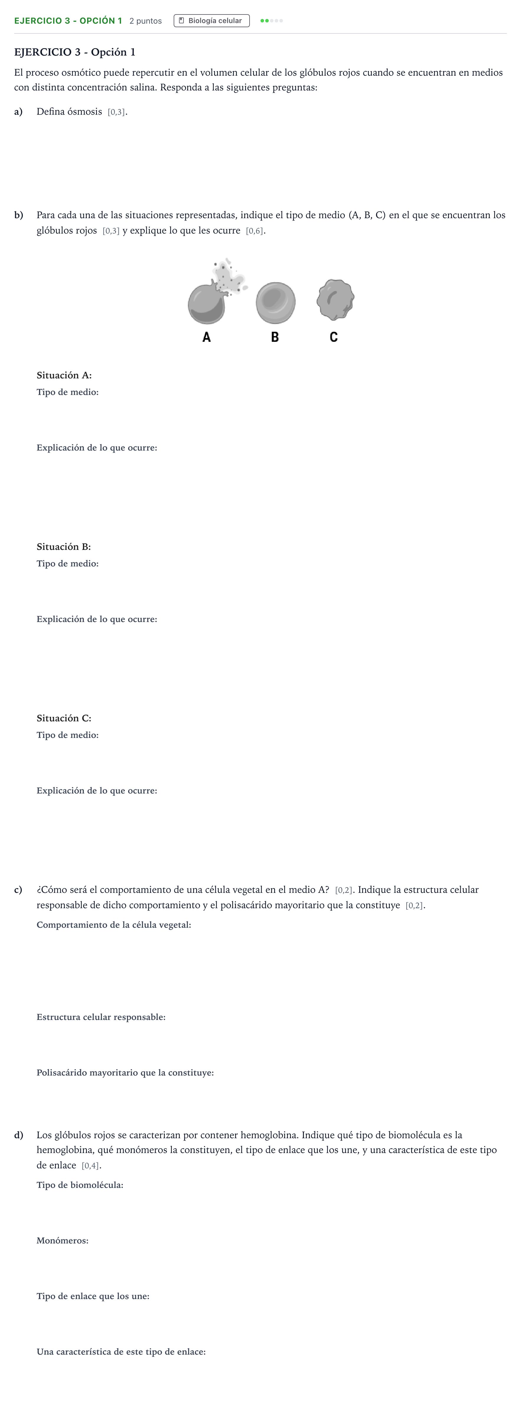 Enunciado: Ejercicio 3 - Opción 1 · Biología PAU Andalucía Ordinaria Suplente 2 2026