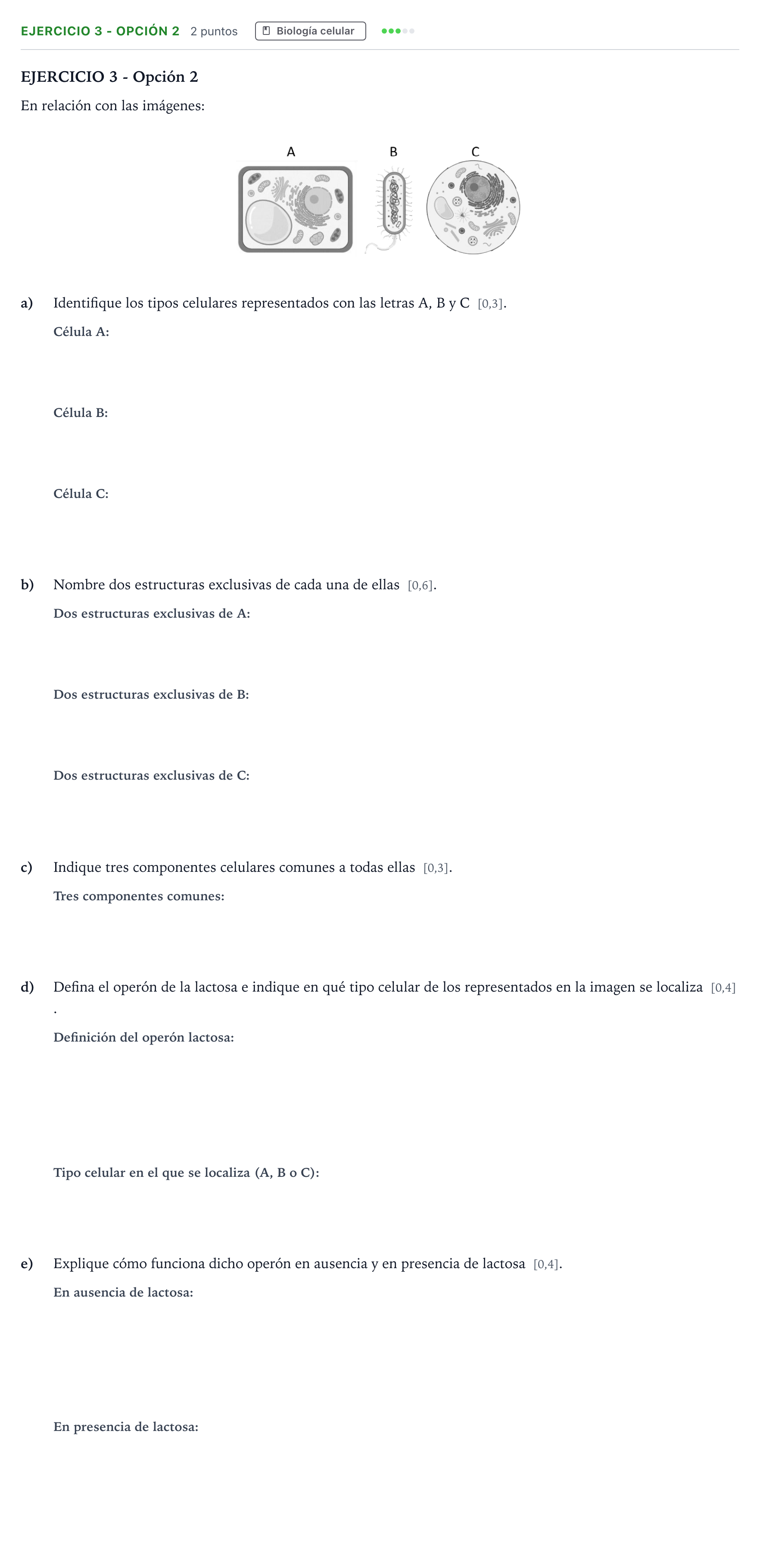 Enunciado: Ejercicio 3 - Opción 2 · Biología PAU Andalucía Ordinaria Suplente 2 2026
