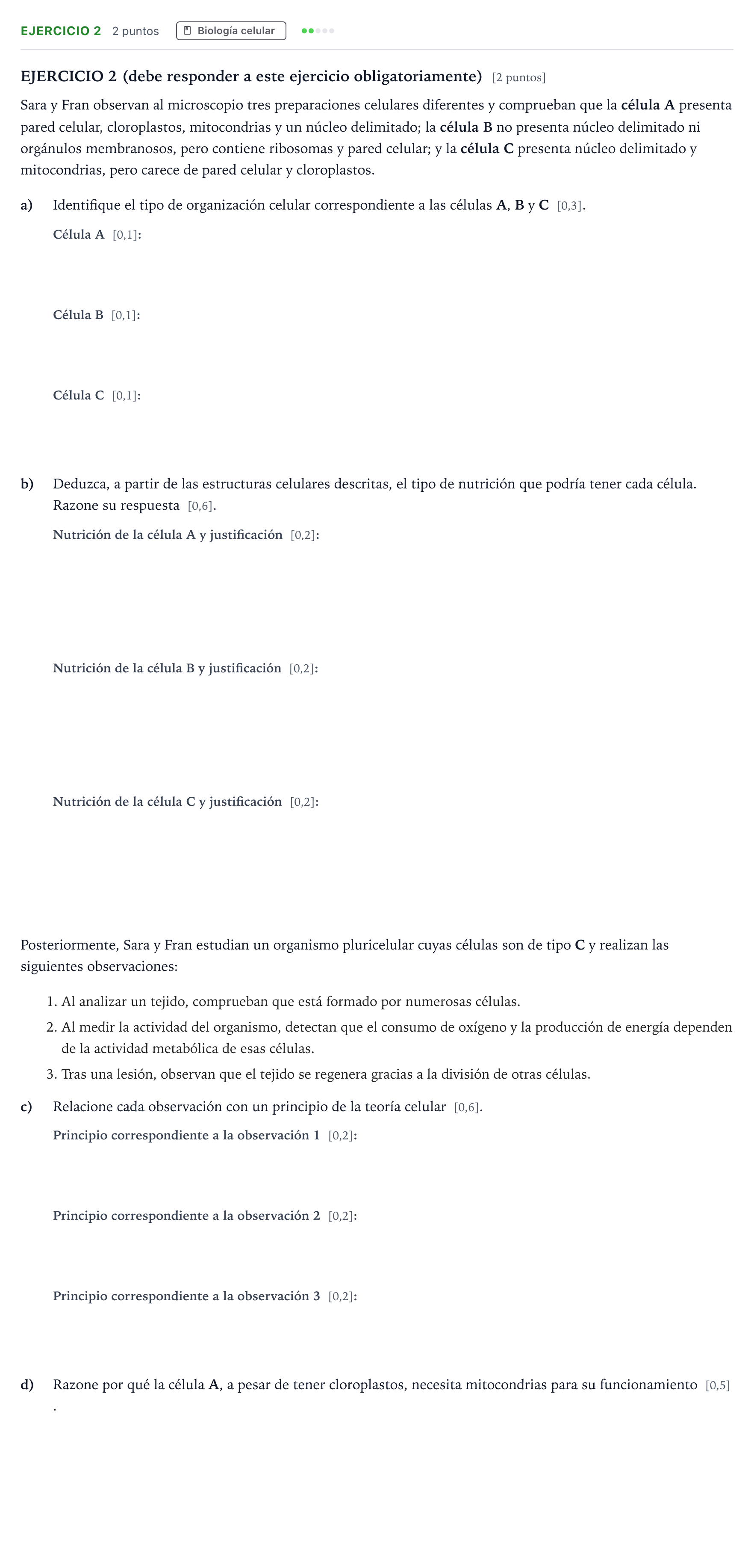 Enunciado: Ejercicio 2 · Biología PAU Andalucía Ordinaria Titular 2026