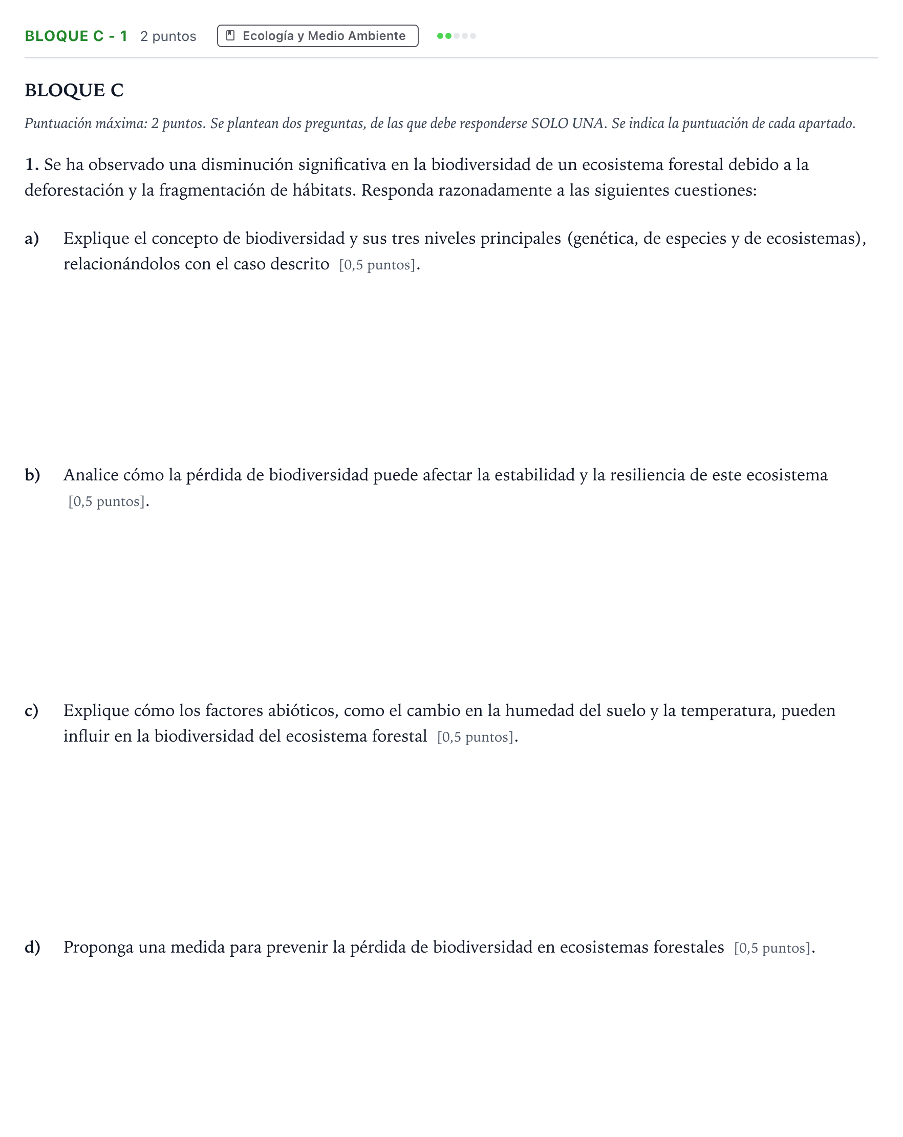 Enunciado: Bloque C - 1 · Ciencias Generales PAU Andalucía Ordinaria Suplente 2 2026