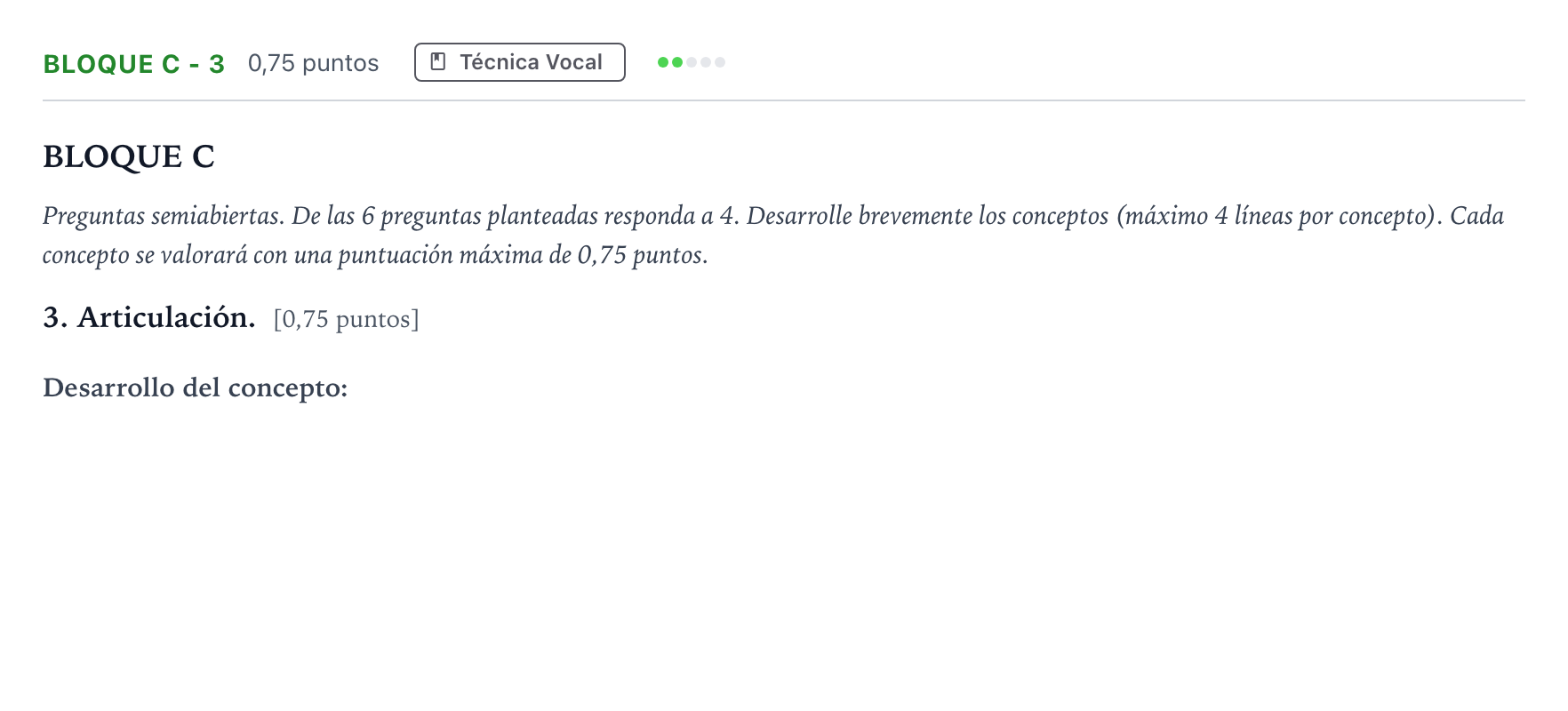 Enunciado: Bloque C - 3 · Coro y Técnica Vocal II PAU Andalucía Ordinaria Titular 2026