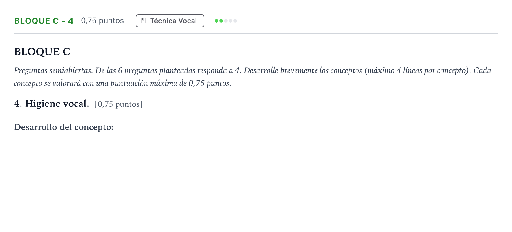 Enunciado: Bloque C - 4 · Coro y Técnica Vocal II PAU Andalucía Ordinaria Titular 2026