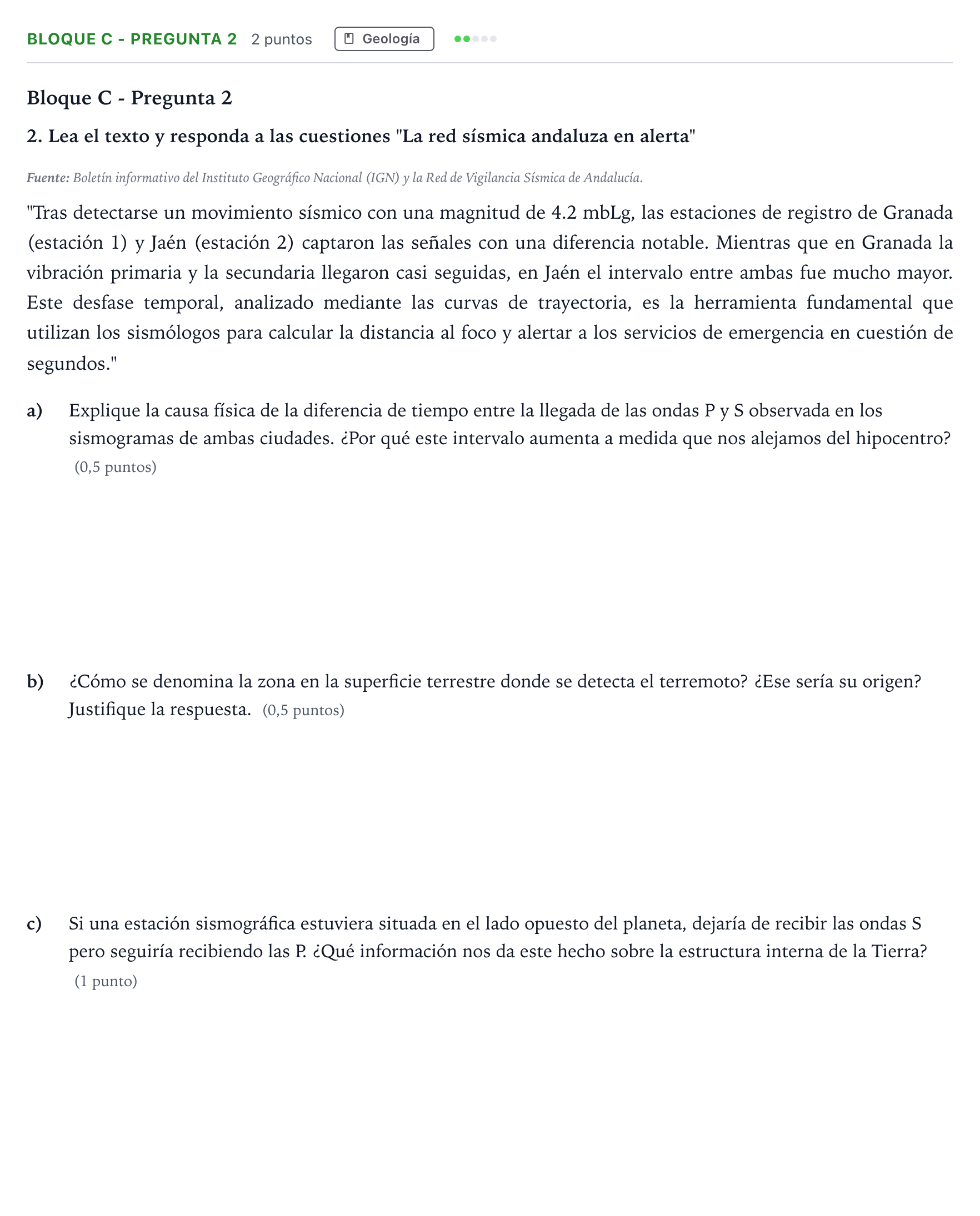 Enunciado: Bloque C - Pregunta 2 · Ciencias Generales PAU Andalucía Ordinaria Titular 2026