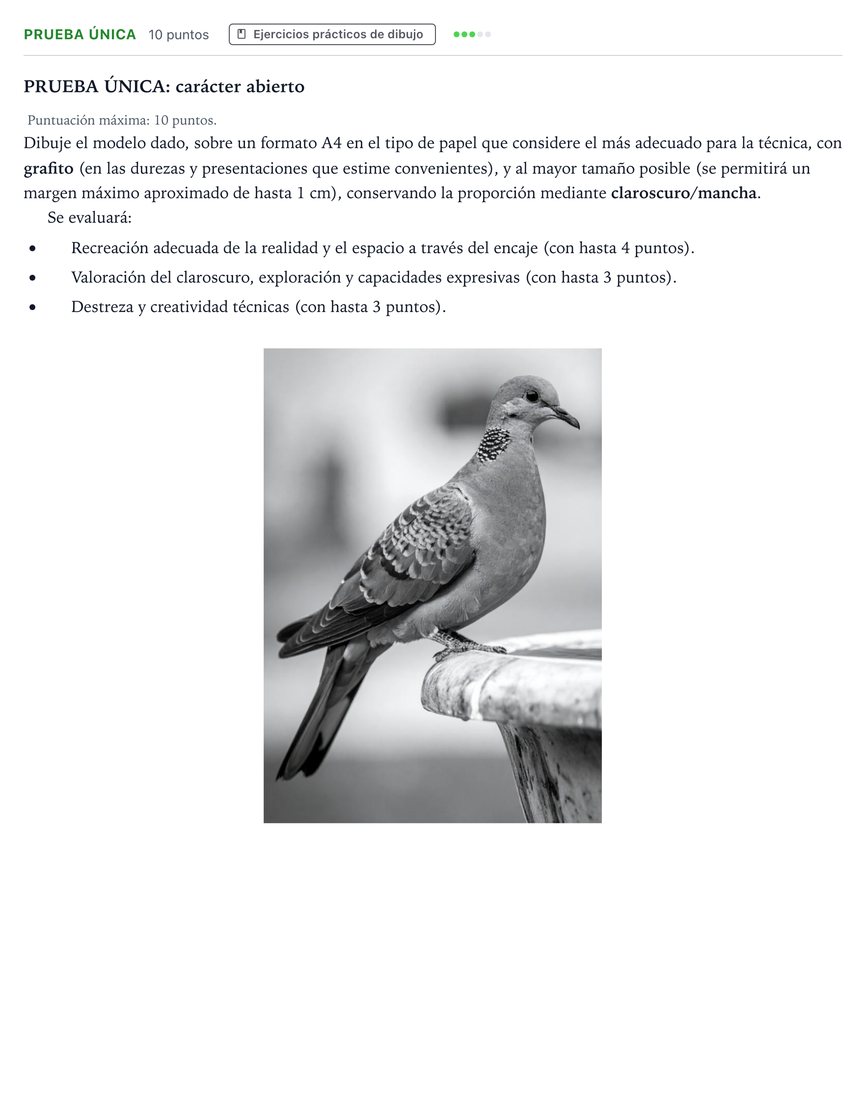 Enunciado: Ejercicio Prueba única · Dibujo Artístico II PAU Andalucía Ordinaria Suplente 2 2026