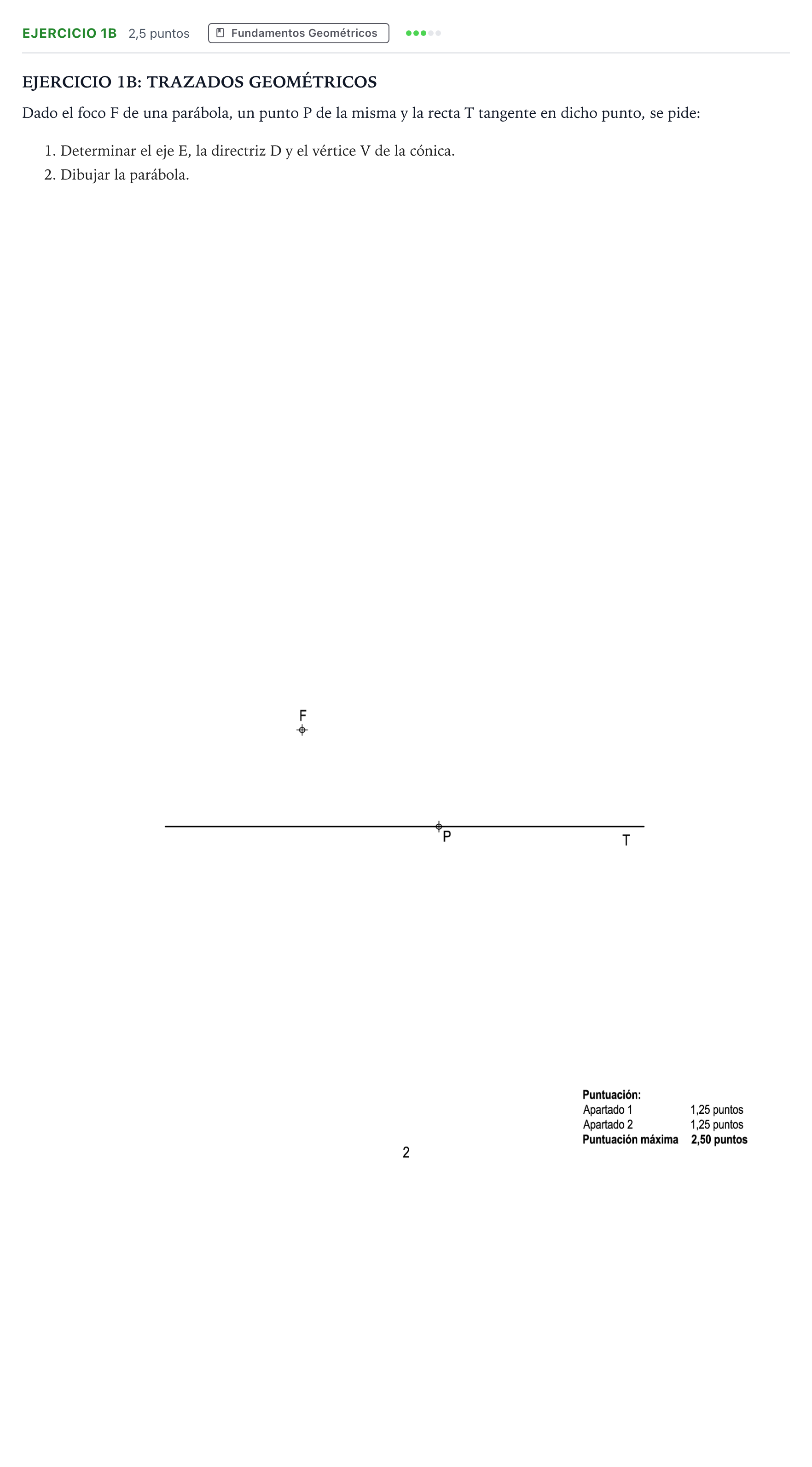 Enunciado: Ejercicio 1B · Dibujo técnico II PAU Andalucía Ordinaria Suplente 1 2026