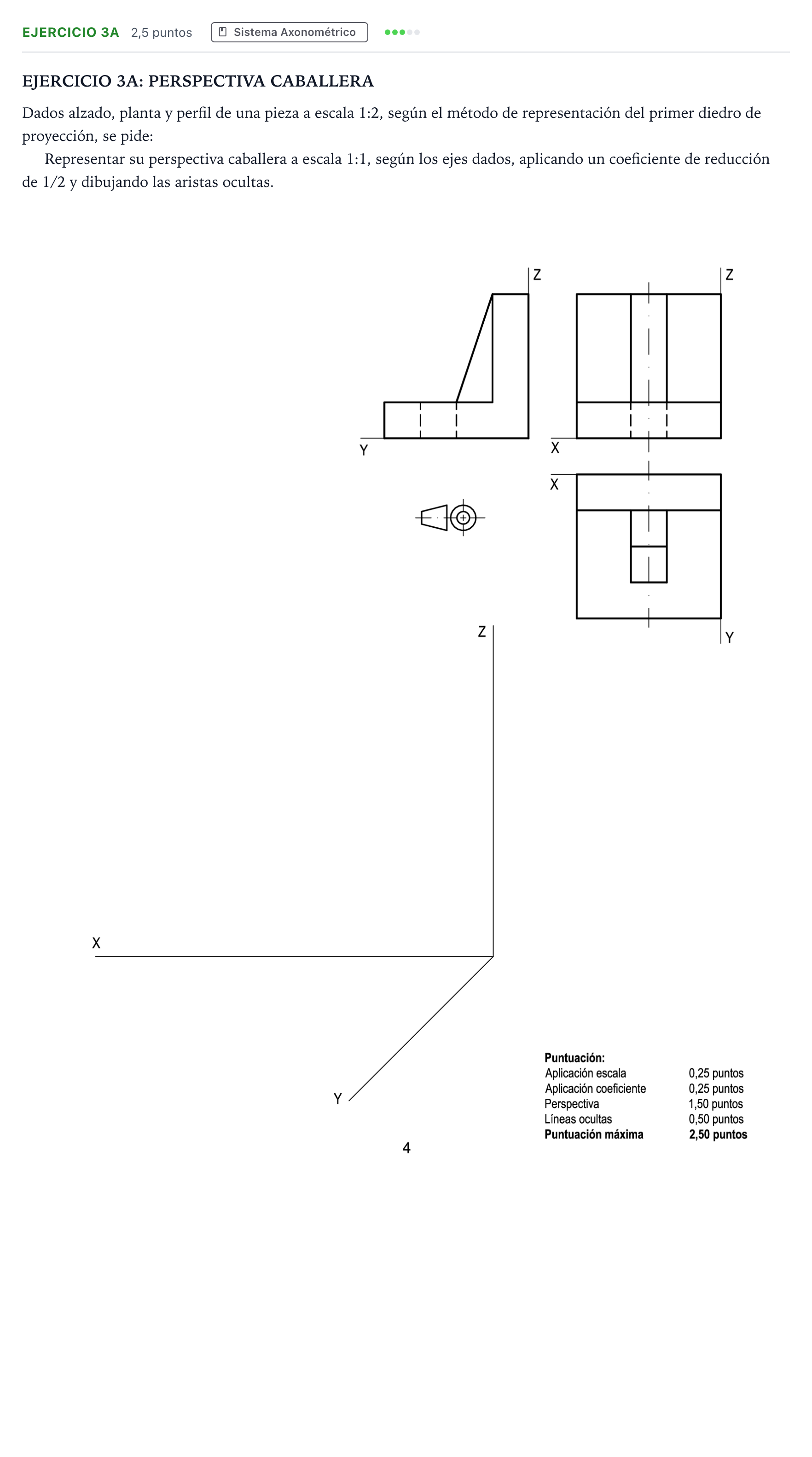 Enunciado: Ejercicio 3A · Dibujo técnico II PAU Andalucía Ordinaria Suplente 1 2026