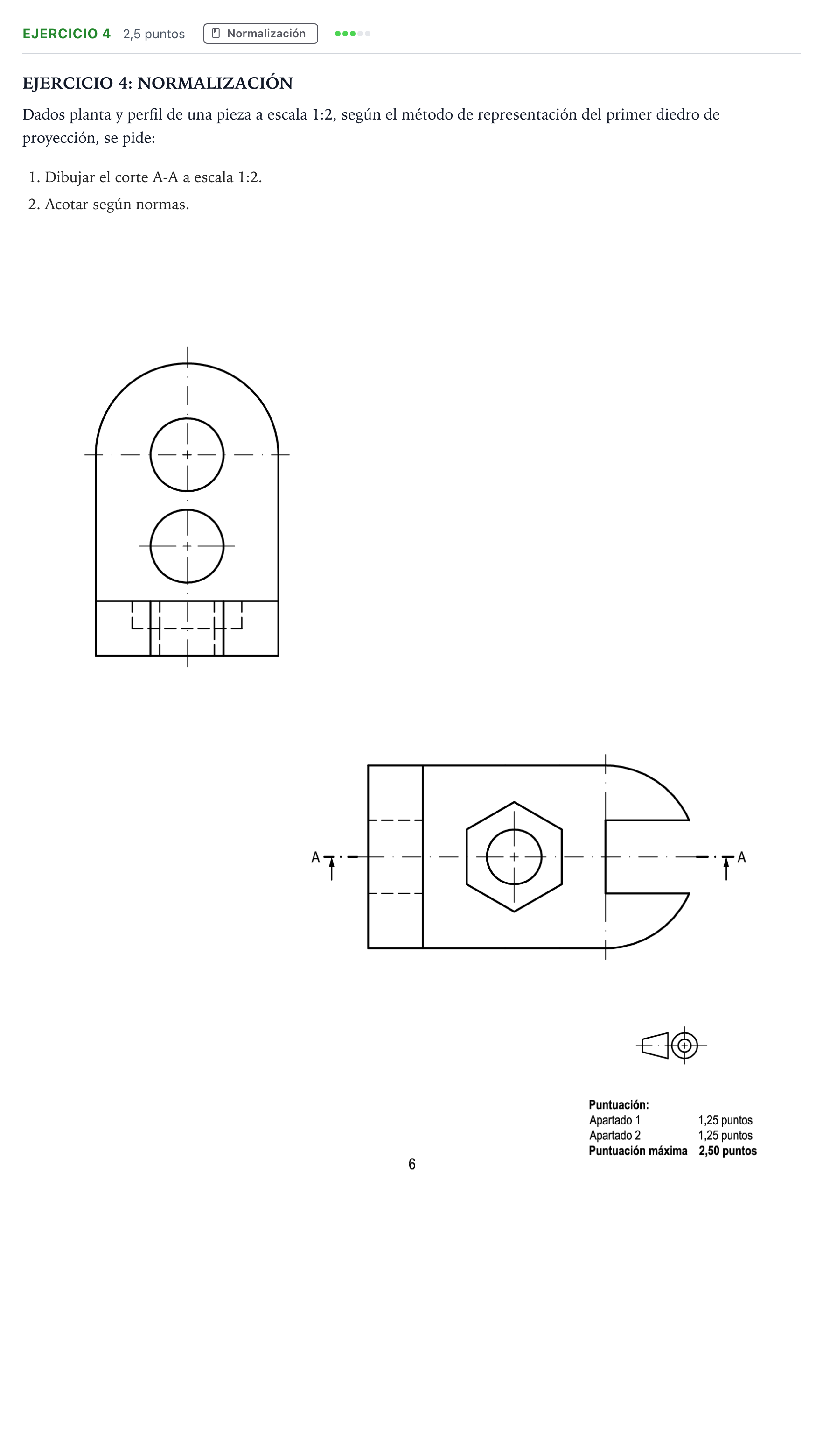 Enunciado: Ejercicio 4 · Dibujo técnico II PAU Andalucía Ordinaria Suplente 1 2026