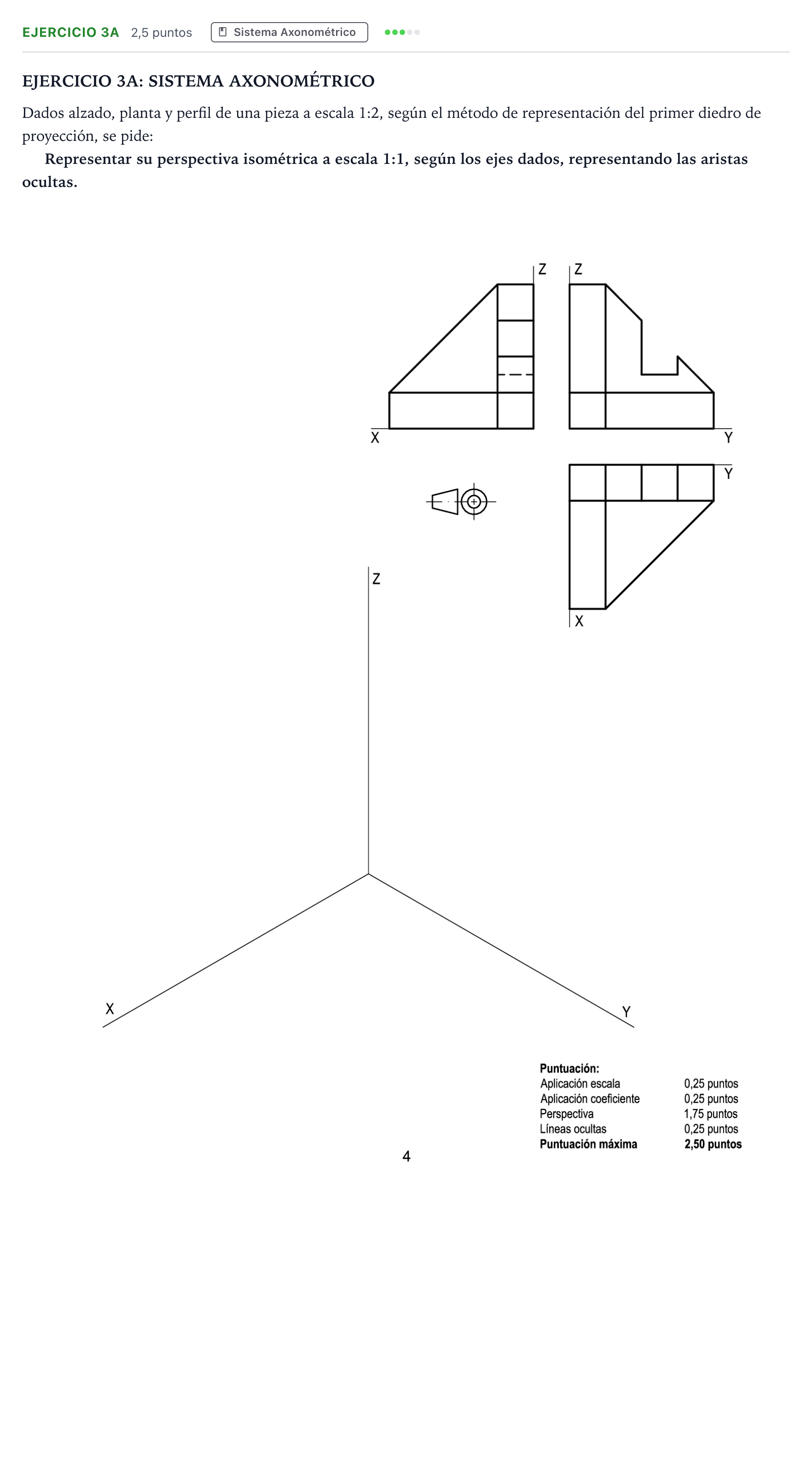 Enunciado: Ejercicio 3A · Dibujo técnico II PAU Andalucía Ordinaria Suplente 2 2026