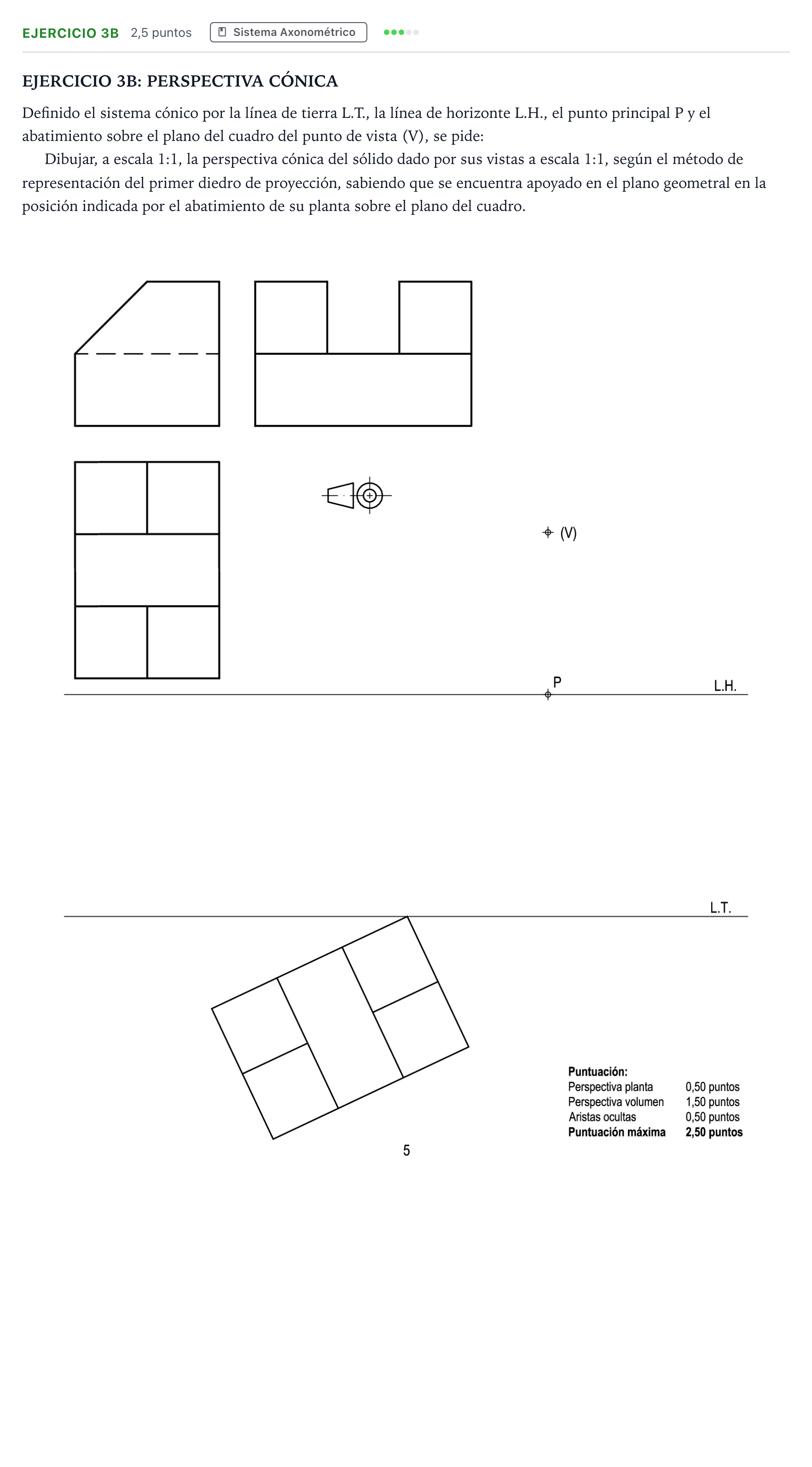Enunciado: Ejercicio 3B · Dibujo técnico II PAU Andalucía Ordinaria Suplente 2 2026