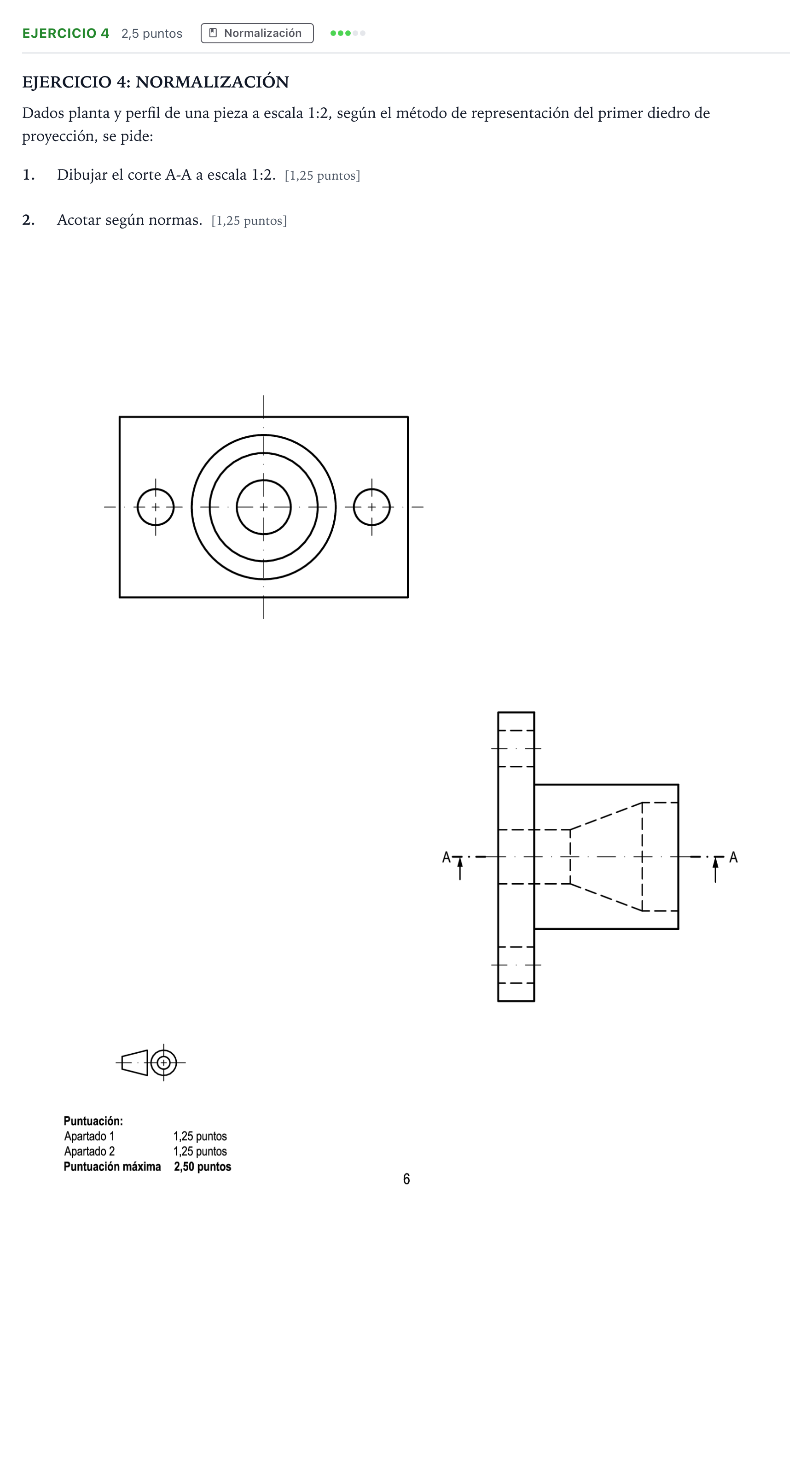 Enunciado: Ejercicio 4 · Dibujo técnico II PAU Andalucía Ordinaria Suplente 2 2026