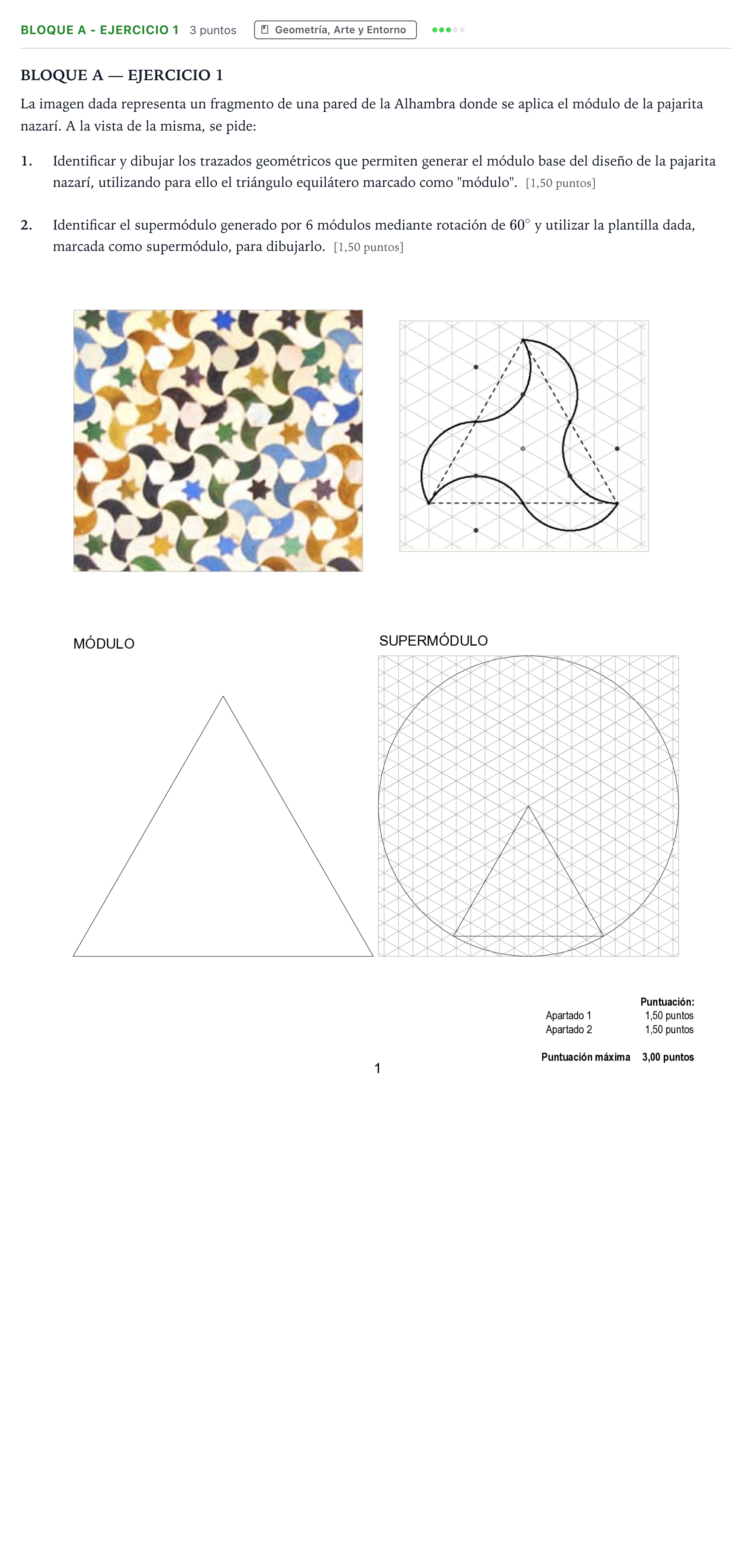 Enunciado: Bloque A - Ejercicio 1 · Dibujo Técnico Aplicado a las Artes Plásticas y al Diseño PAU Andalucía Ordinaria Suplente 1 2026