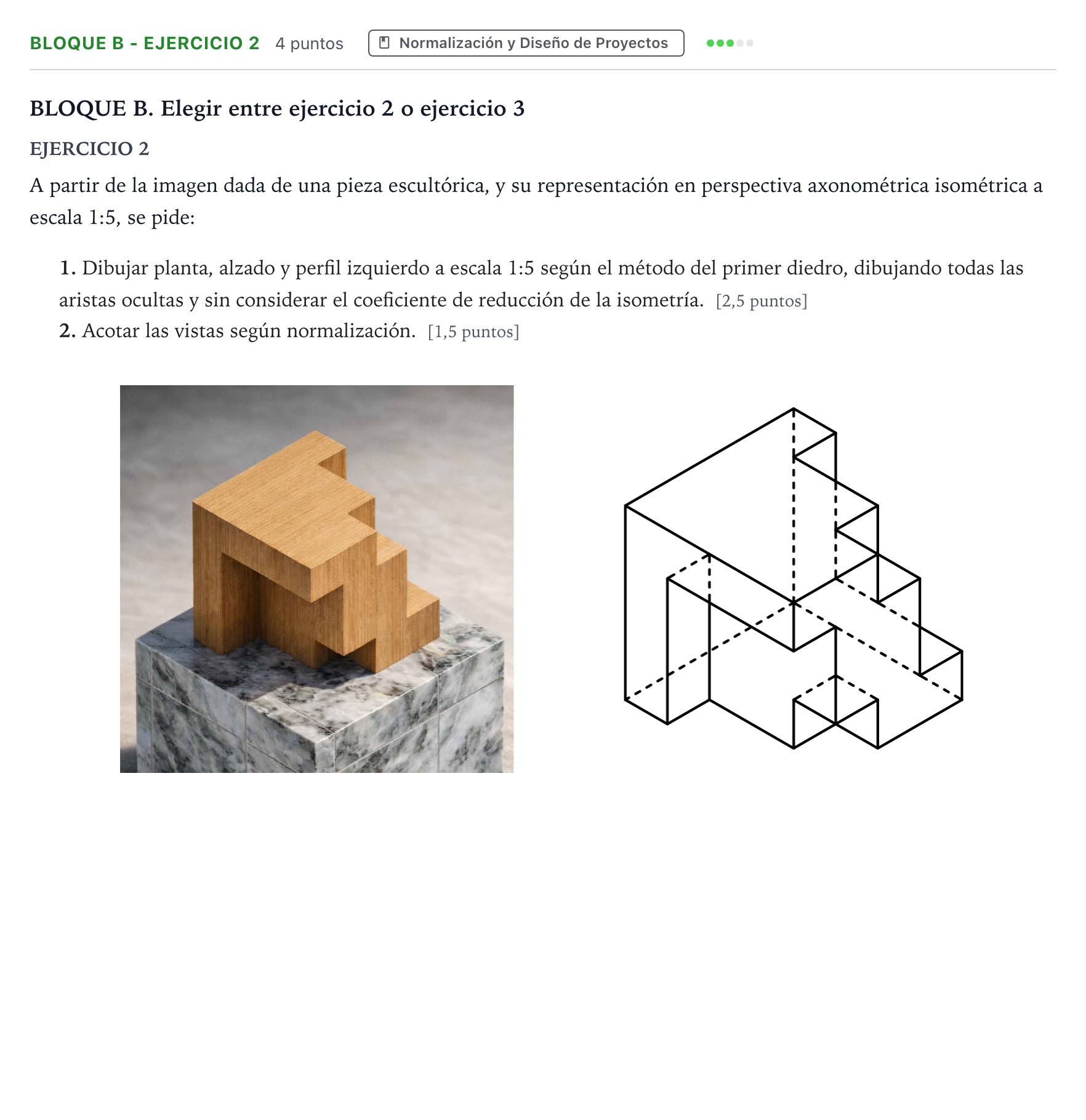 Enunciado: Bloque B - Ejercicio 2 · Dibujo Técnico Aplicado a las Artes Plásticas y al Diseño PAU Andalucía Ordinaria Suplente 1 2026