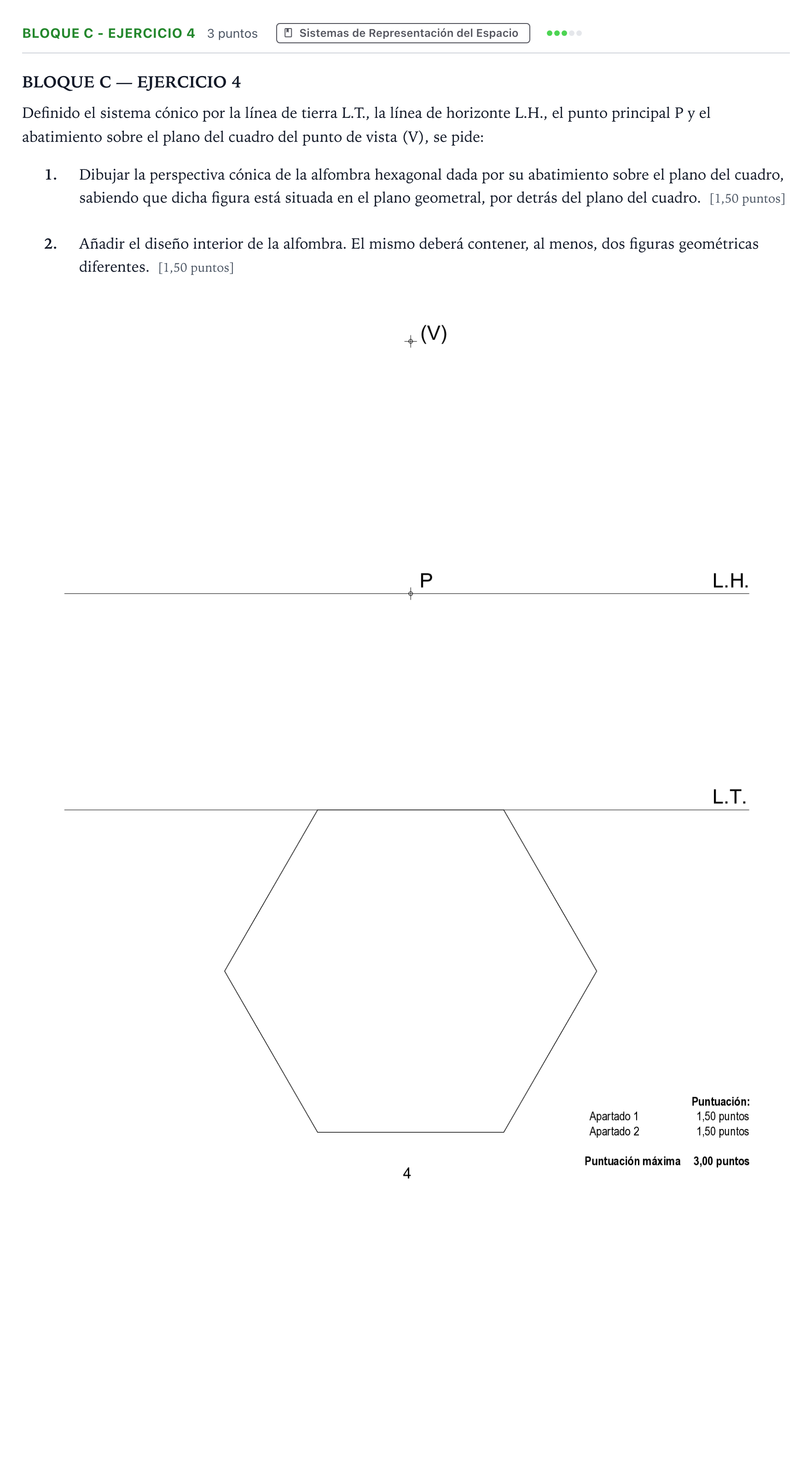Enunciado: Bloque C - Ejercicio 4 · Dibujo Técnico Aplicado a las Artes Plásticas y al Diseño PAU Andalucía Ordinaria Suplente 1 2026