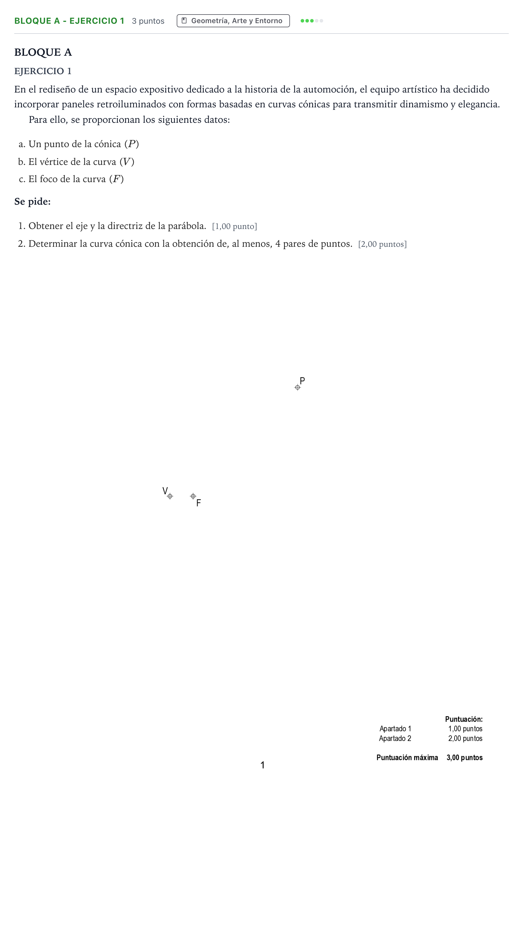 Enunciado: Bloque A - Ejercicio 1 · Dibujo Técnico Aplicado a las Artes Plásticas y al Diseño PAU Andalucía Ordinaria Titular 2026