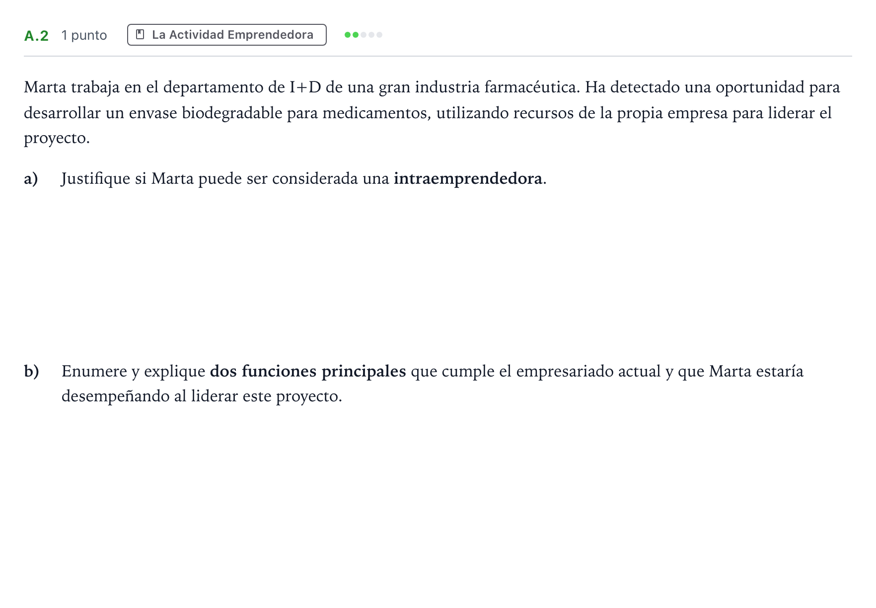 Enunciado: Ejercicio A.2 · Economía de la Empresa PAU Andalucía Ordinaria Suplente 1 2026