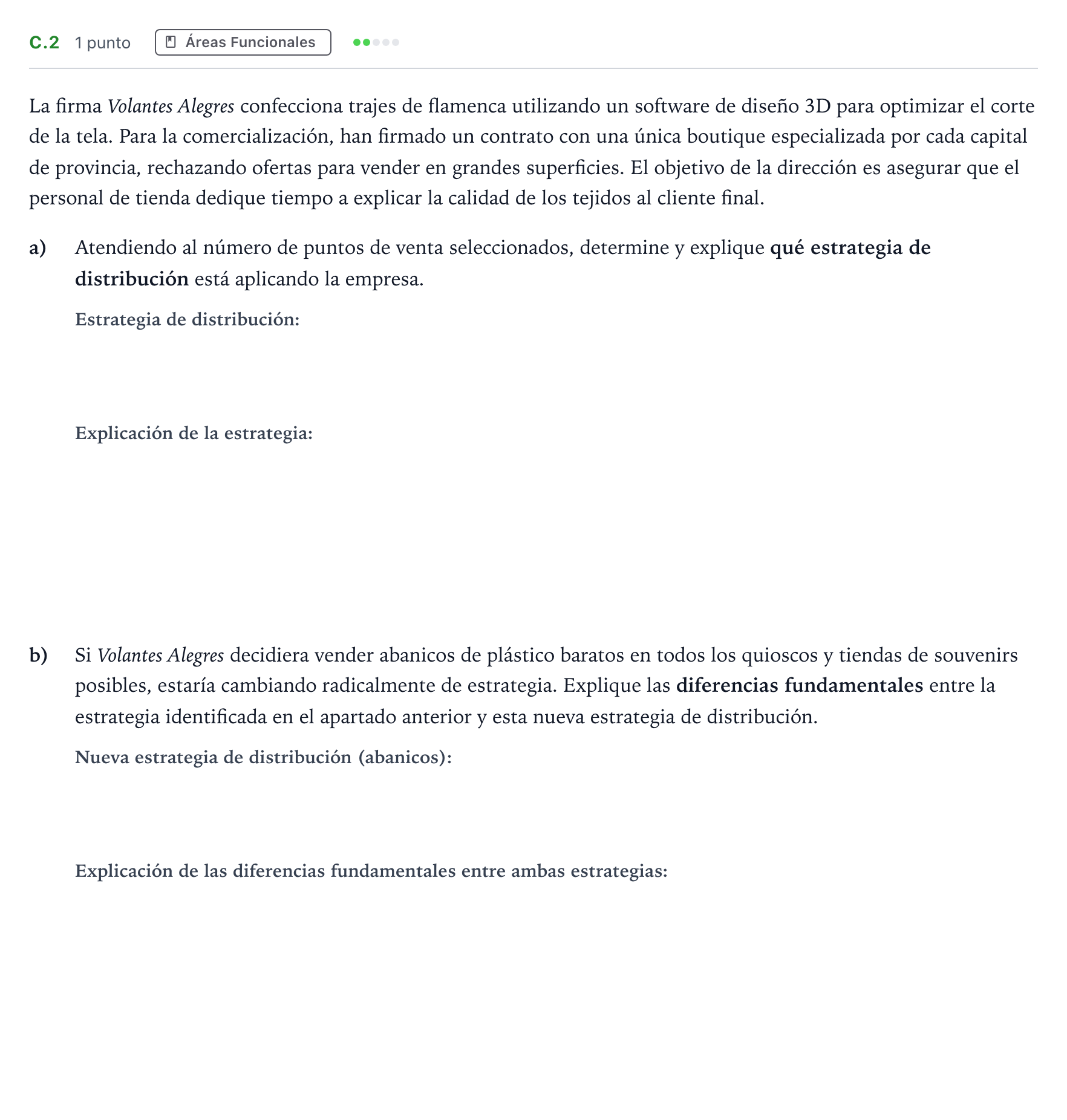 Enunciado: Ejercicio C.2 · Economía de la Empresa PAU Andalucía Ordinaria Suplente 1 2026