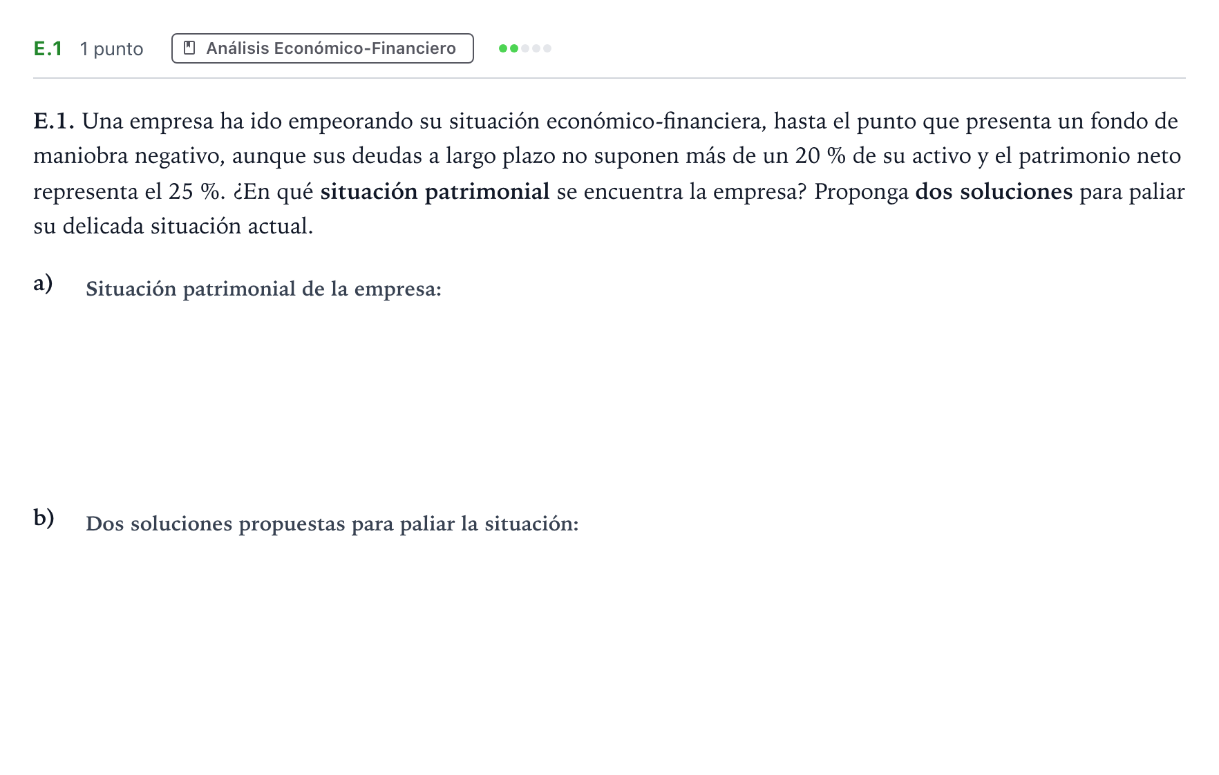 Enunciado: Ejercicio E.1 · Economía de la Empresa PAU Andalucía Ordinaria Suplente 1 2026