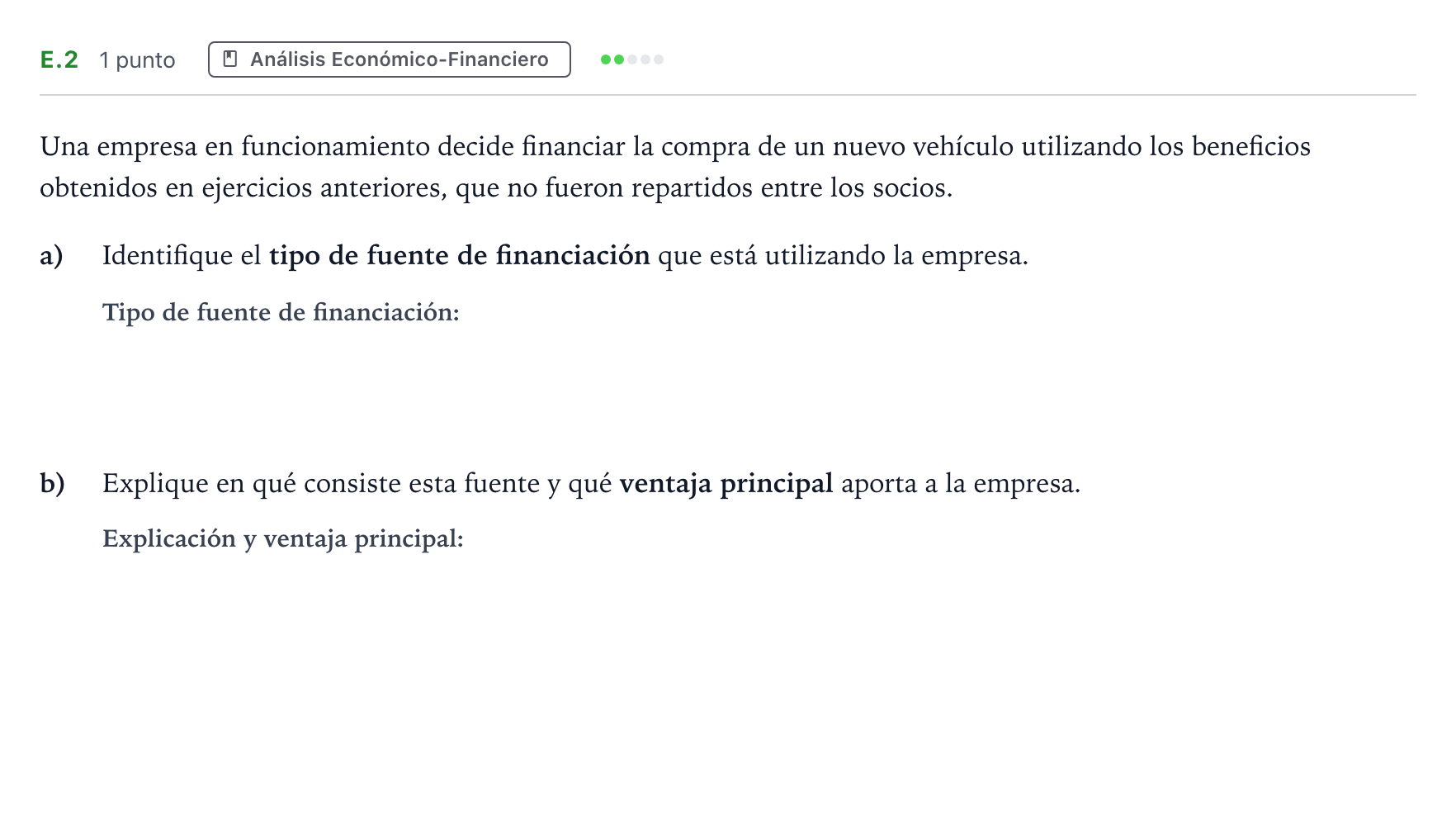 Enunciado: Ejercicio E.2 · Economía de la Empresa PAU Andalucía Ordinaria Suplente 1 2026