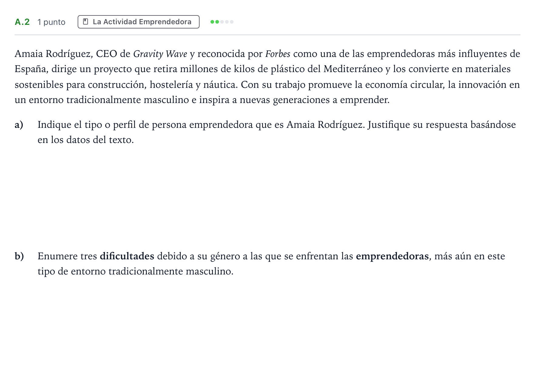 Enunciado: Ejercicio A.2 · Economía de la Empresa PAU Andalucía Ordinaria Suplente 2 2026