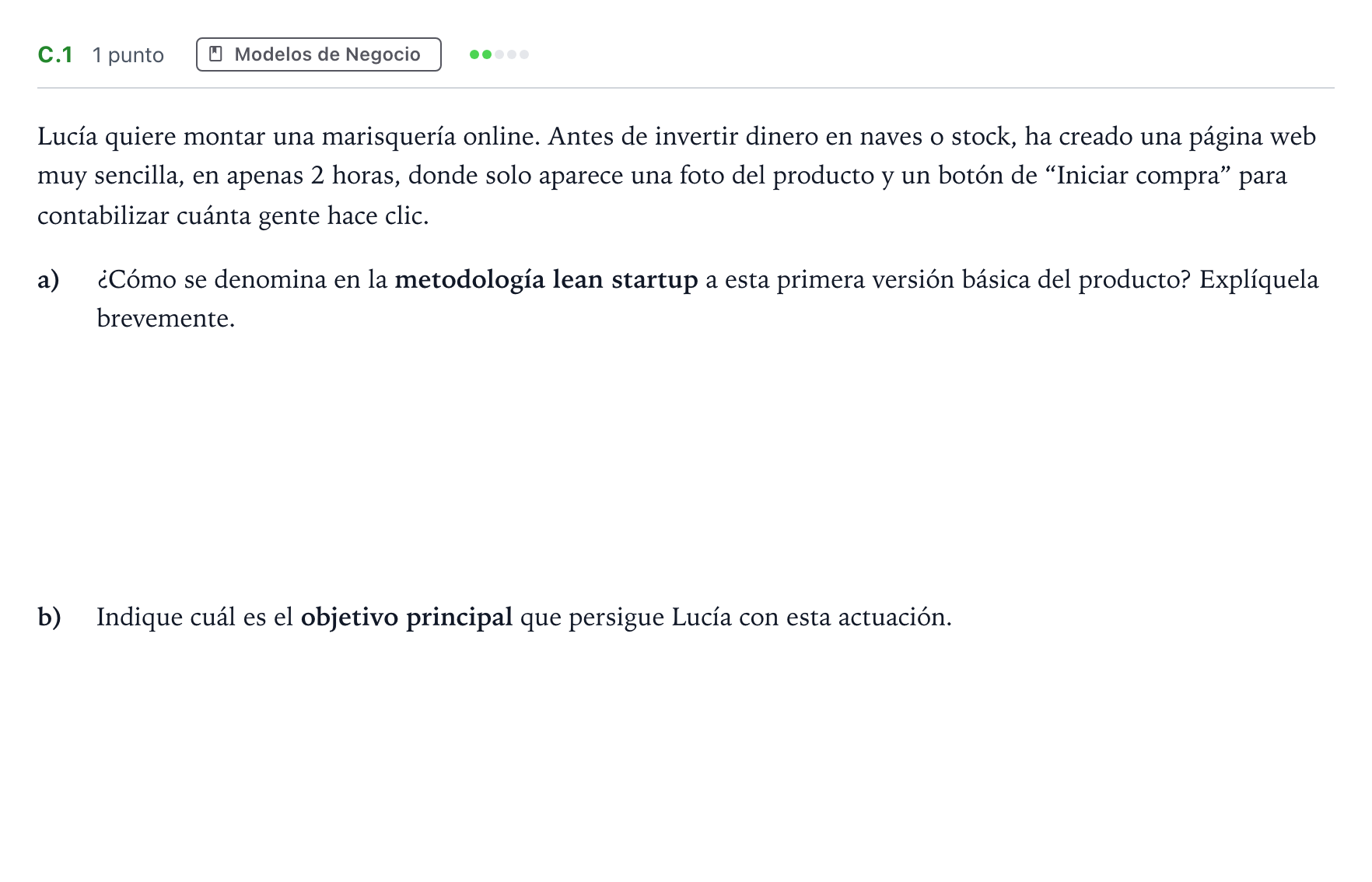 Enunciado: Ejercicio C.1 · Economía de la Empresa PAU Andalucía Ordinaria Suplente 2 2026