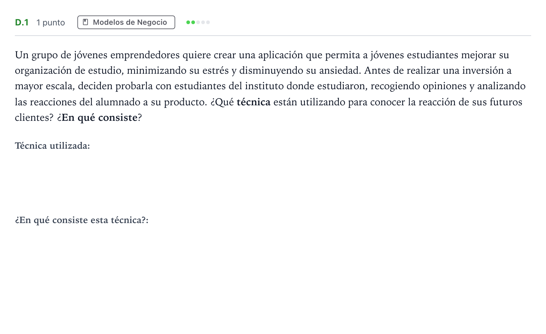 Enunciado: Ejercicio D.1 · Economía de la Empresa PAU Andalucía Ordinaria Suplente 2 2026