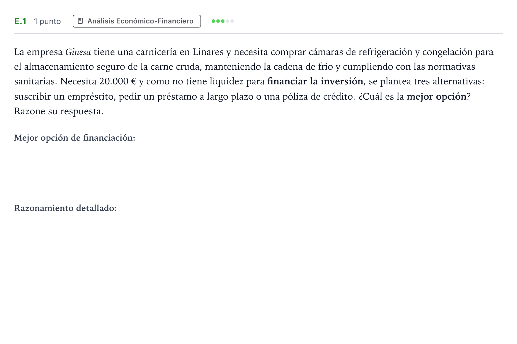 Enunciado: Ejercicio E.1 · Economía de la Empresa PAU Andalucía Ordinaria Suplente 2 2026