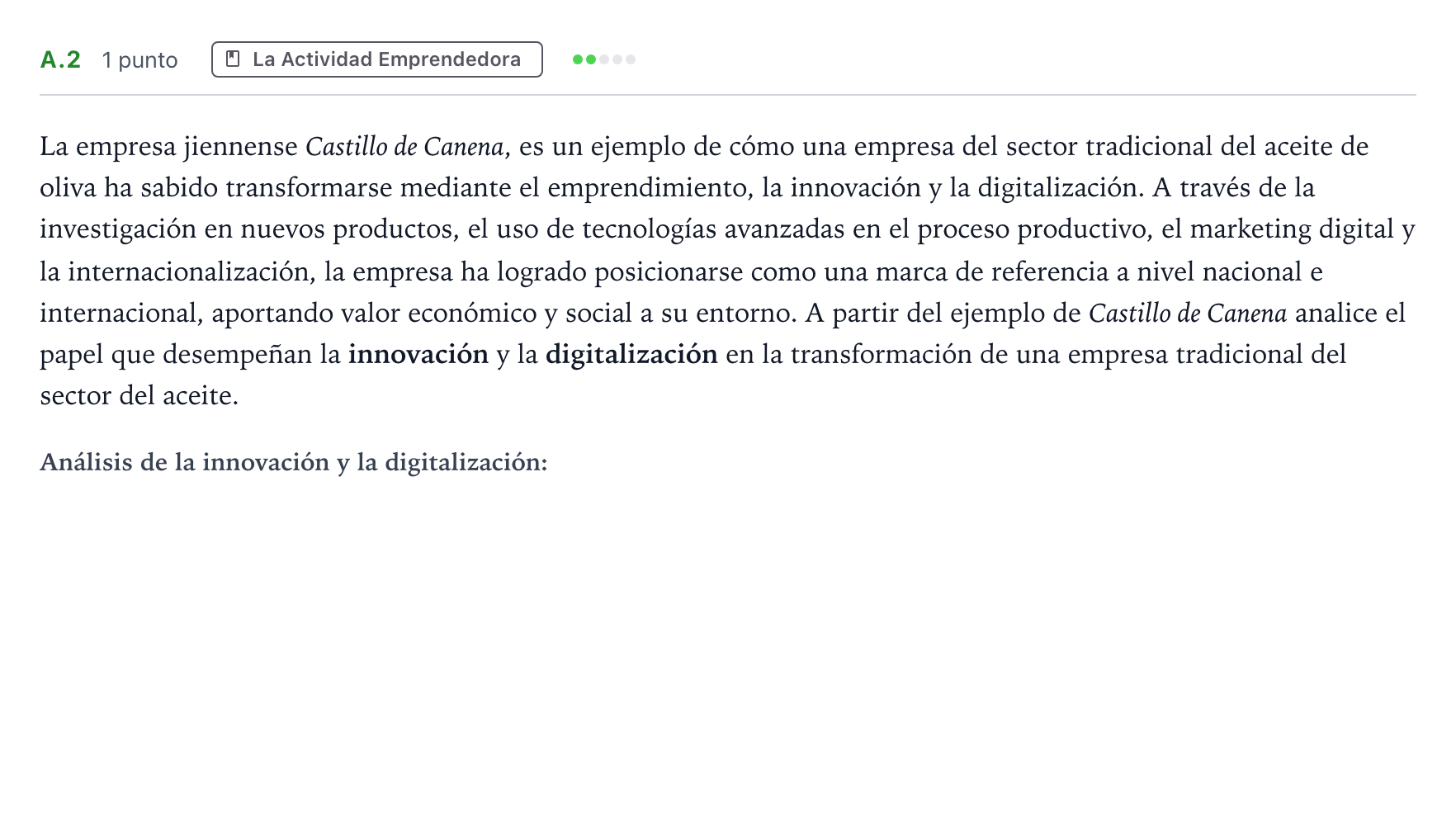 Enunciado: Ejercicio A.2 · Economía de la Empresa PAU Andalucía Ordinaria Titular 2026
