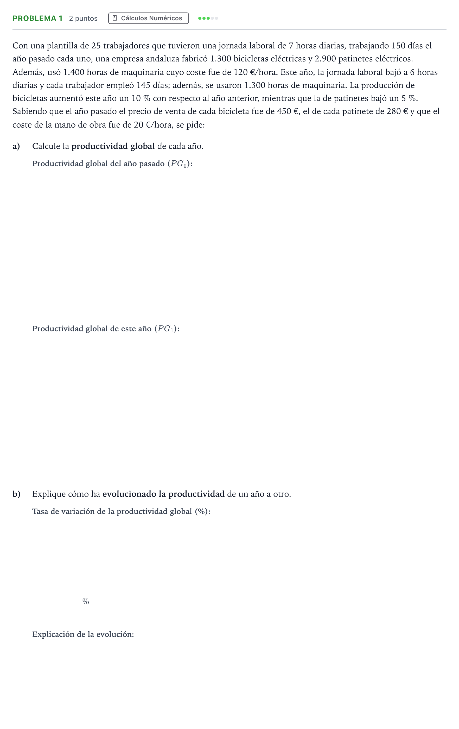 Enunciado: Problema 1 · Economía de la Empresa PAU Andalucía Ordinaria Titular 2026