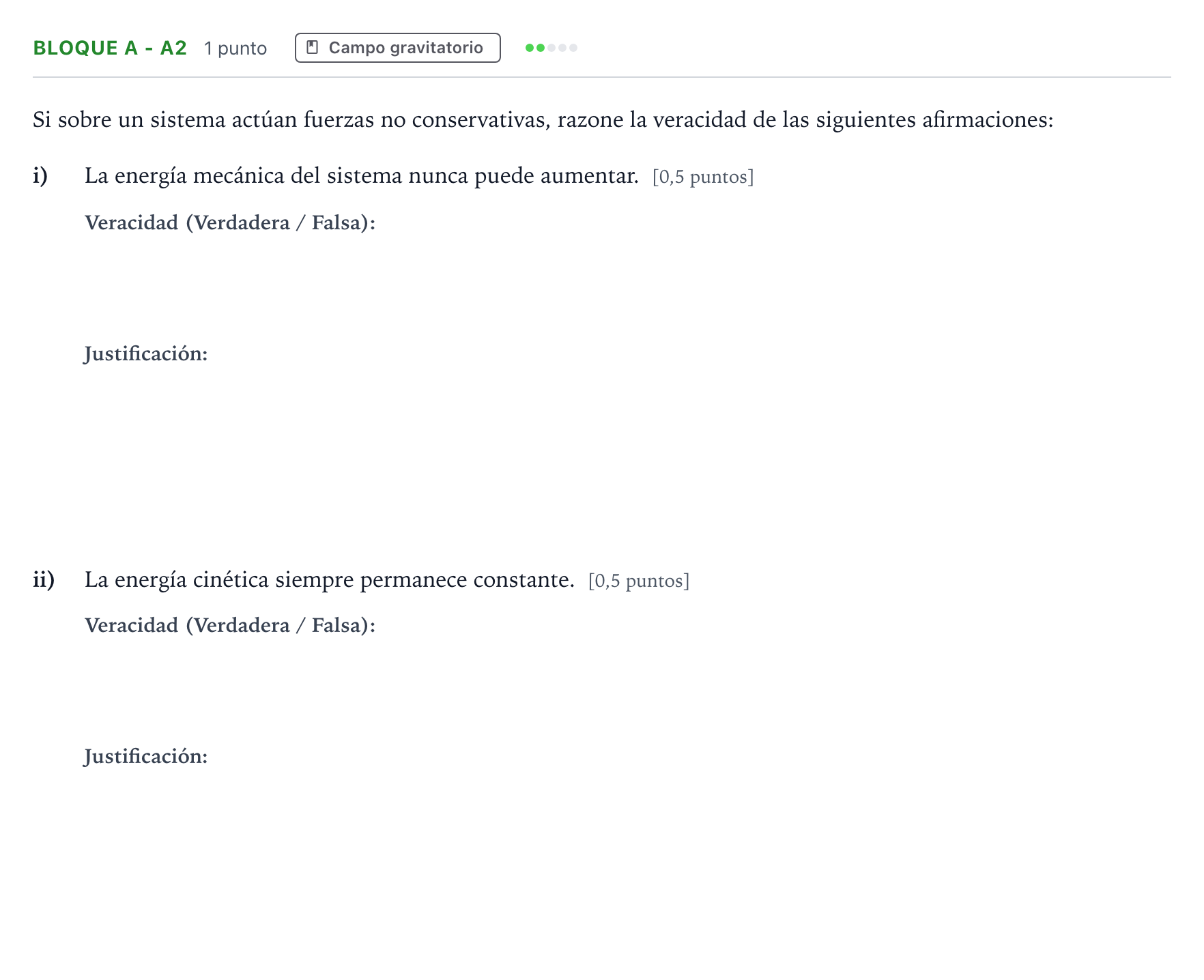 Enunciado: Bloque A - a2 · Física PAU Andalucía Ordinaria Suplente 2 2026