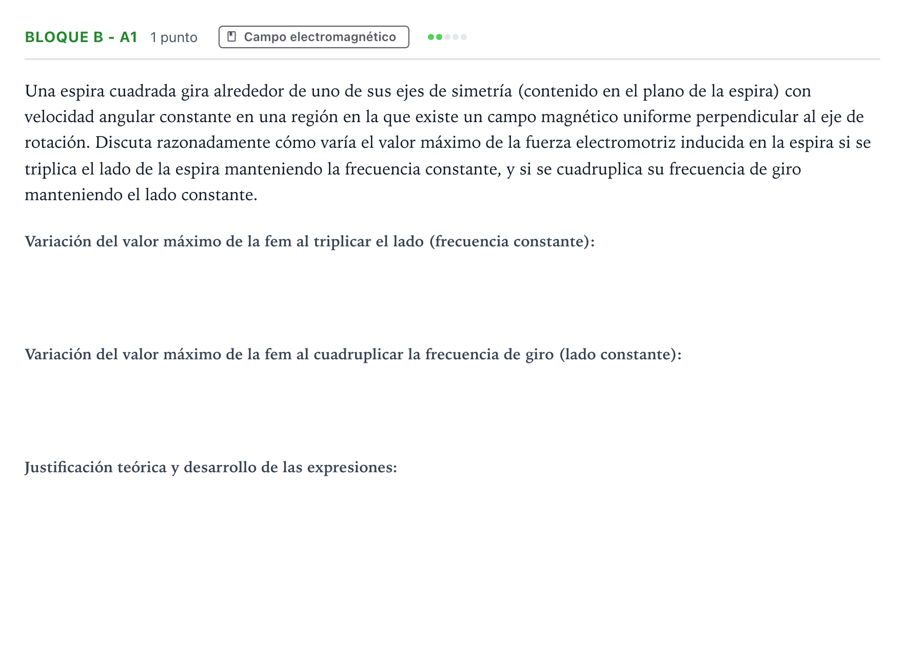Enunciado: Bloque B - a1 · Física PAU Andalucía Ordinaria Suplente 2 2026