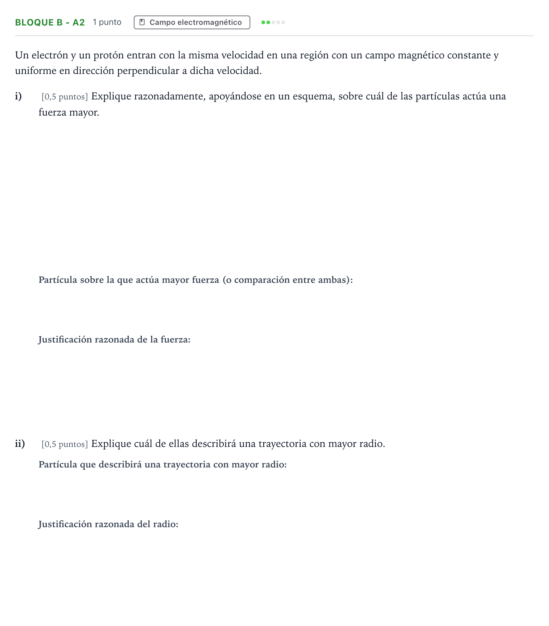 Enunciado: Bloque B - a2 · Física PAU Andalucía Ordinaria Suplente 2 2026