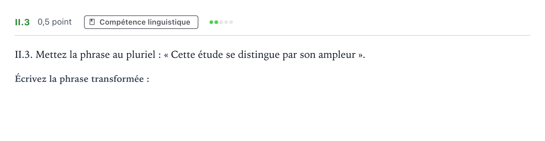 Enunciado: Ejercicio II.3 · Francés PAU Andalucía Extraordinaria Titular (Acceso) 2026