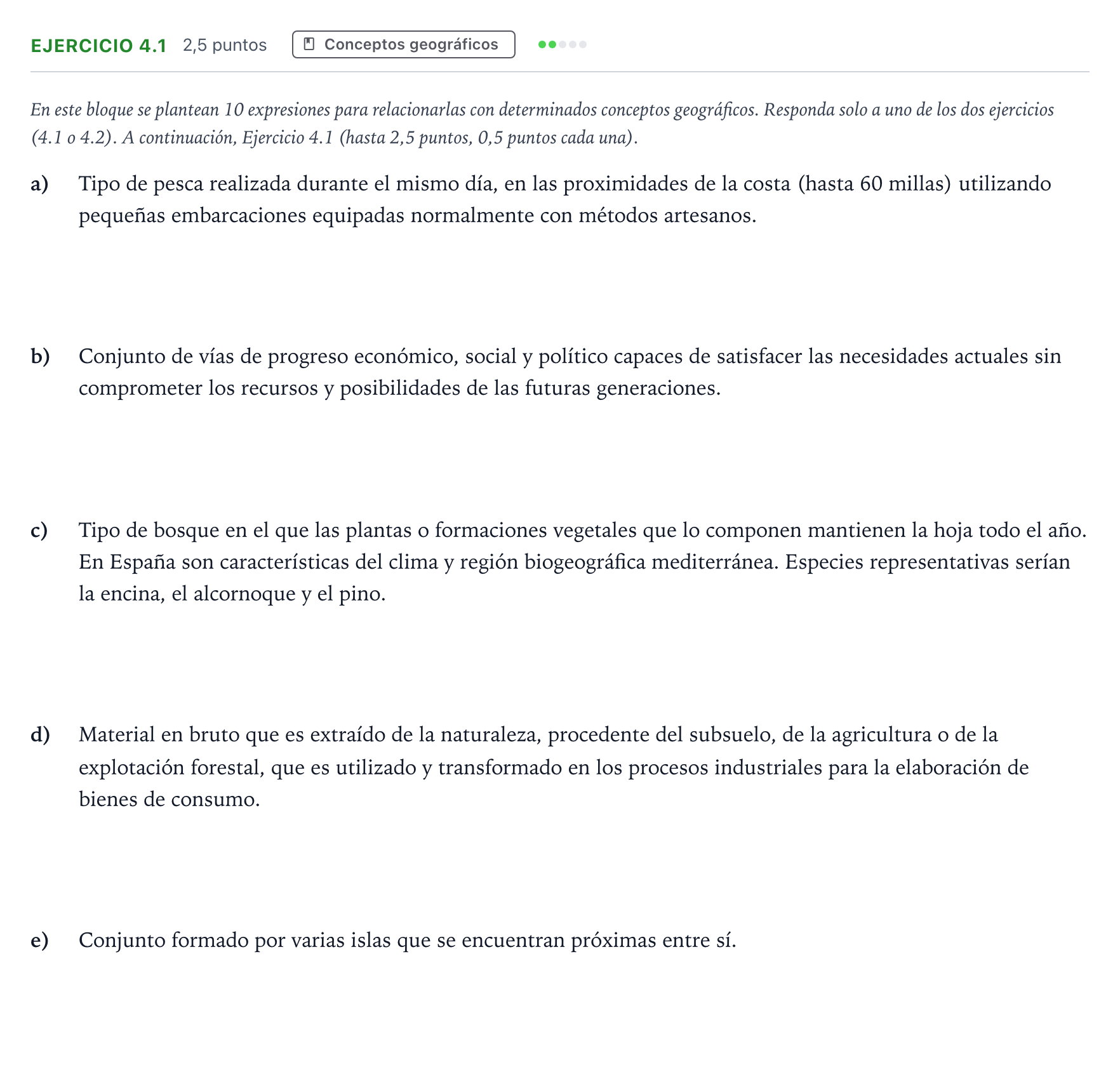 Enunciado: Ejercicio 4.1 · Geografía PAU Andalucía Ordinaria Suplente 1 2026
