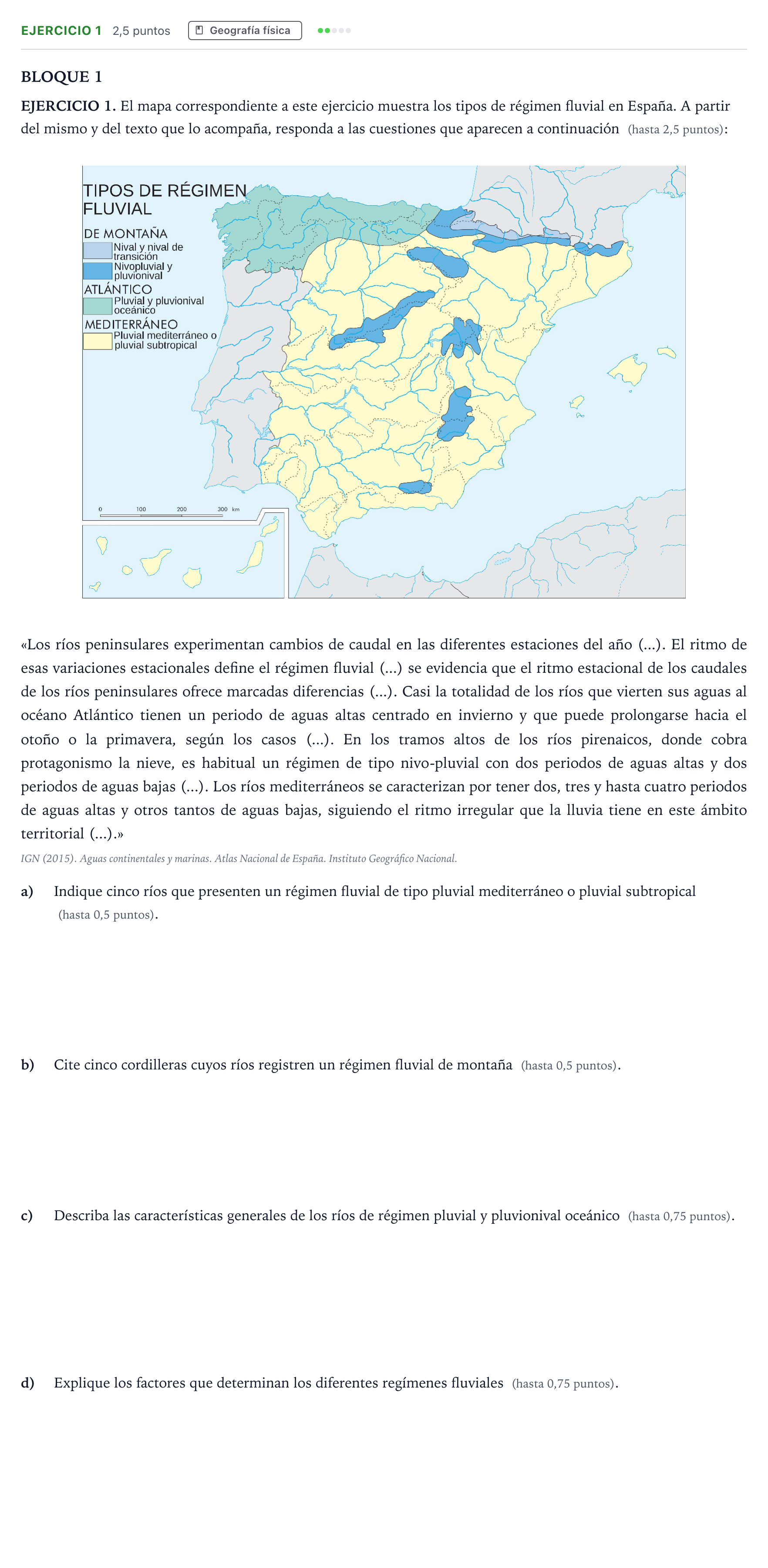 Enunciado: Ejercicio 1 · Geografía PAU Andalucía Ordinaria Suplente 2 2026