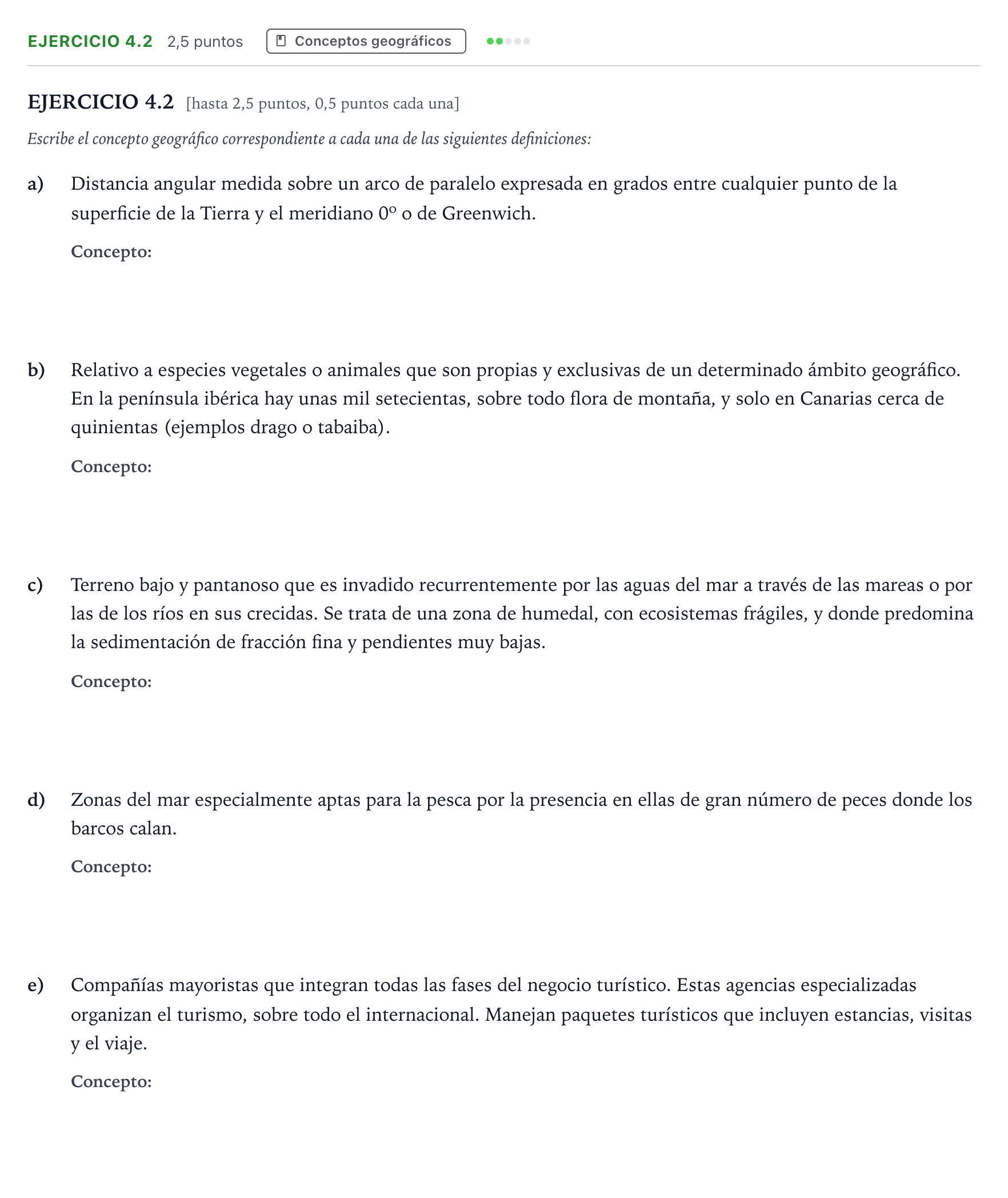 Enunciado: Ejercicio 4.2 · Geografía PAU Andalucía Ordinaria Suplente 2 2026