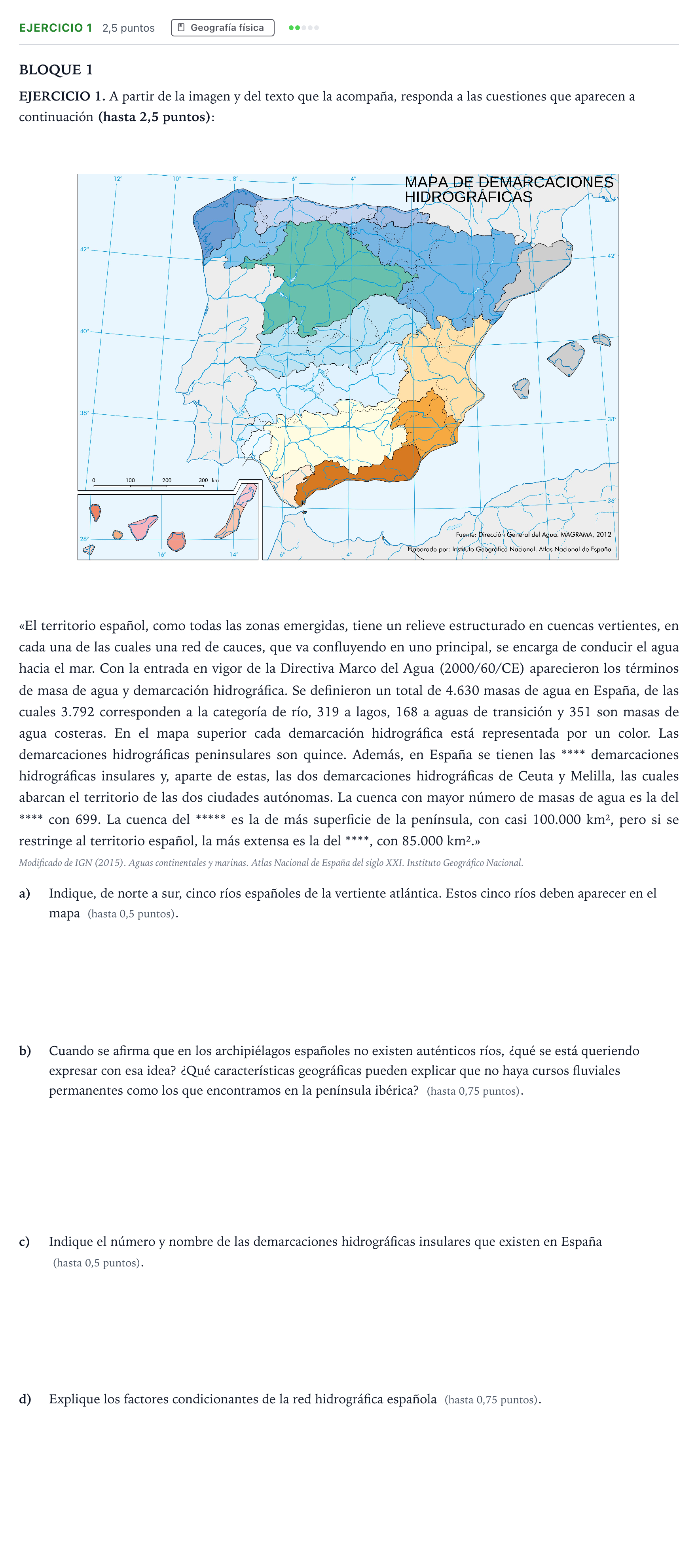 Enunciado: Ejercicio 1 · Geografía PAU Andalucía Ordinaria Titular 2026