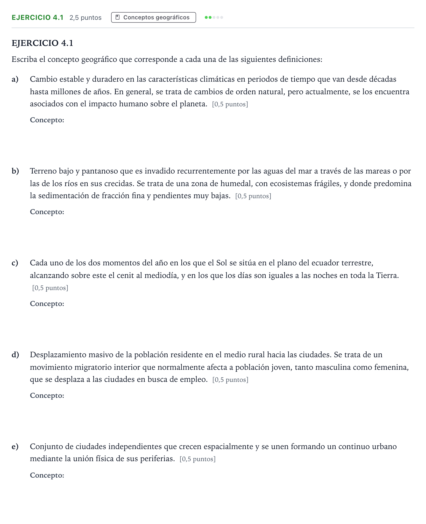 Enunciado: Ejercicio 4.1 · Geografía PAU Andalucía Ordinaria Titular 2026
