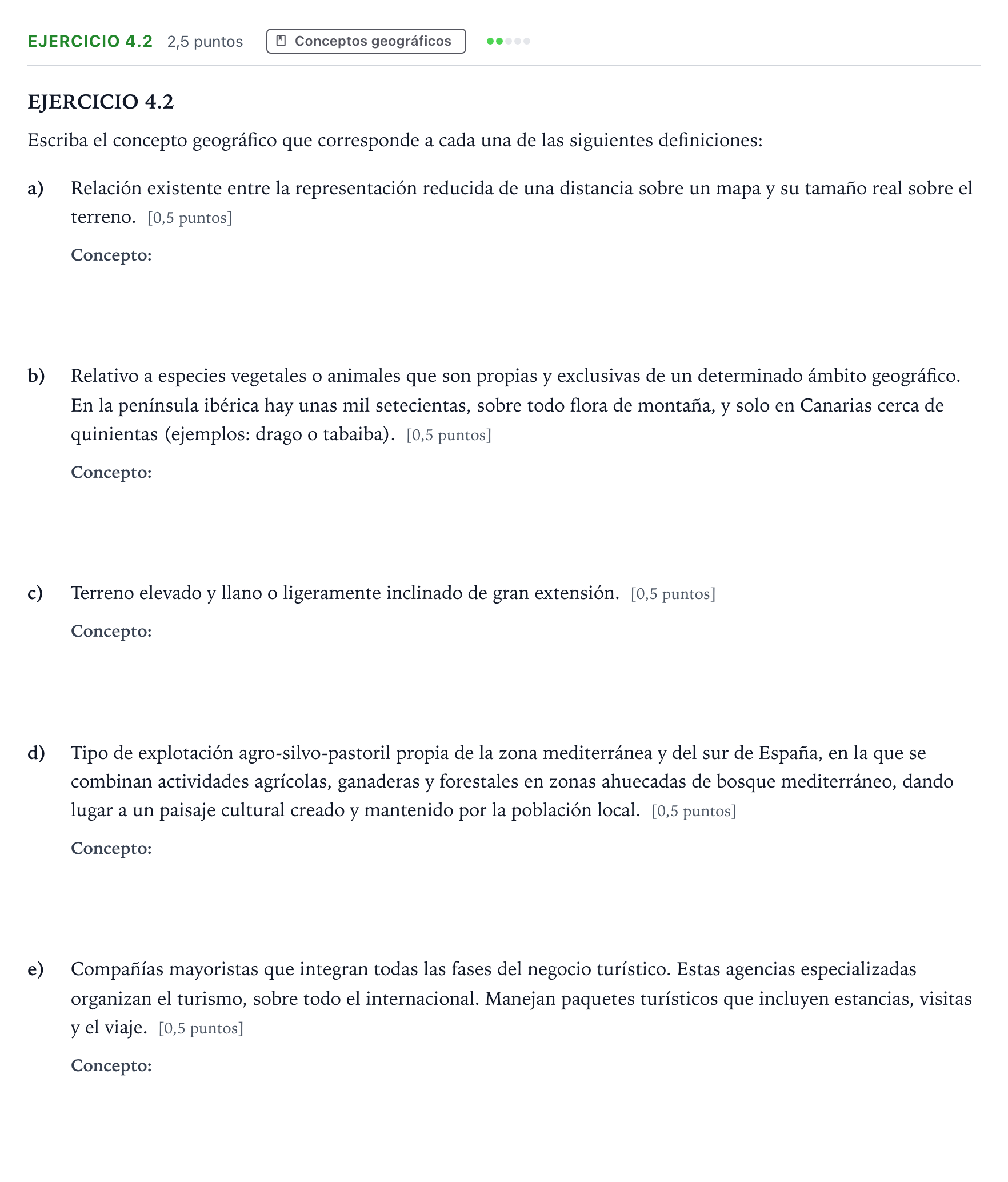 Enunciado: Ejercicio 4.2 · Geografía PAU Andalucía Ordinaria Titular 2026
