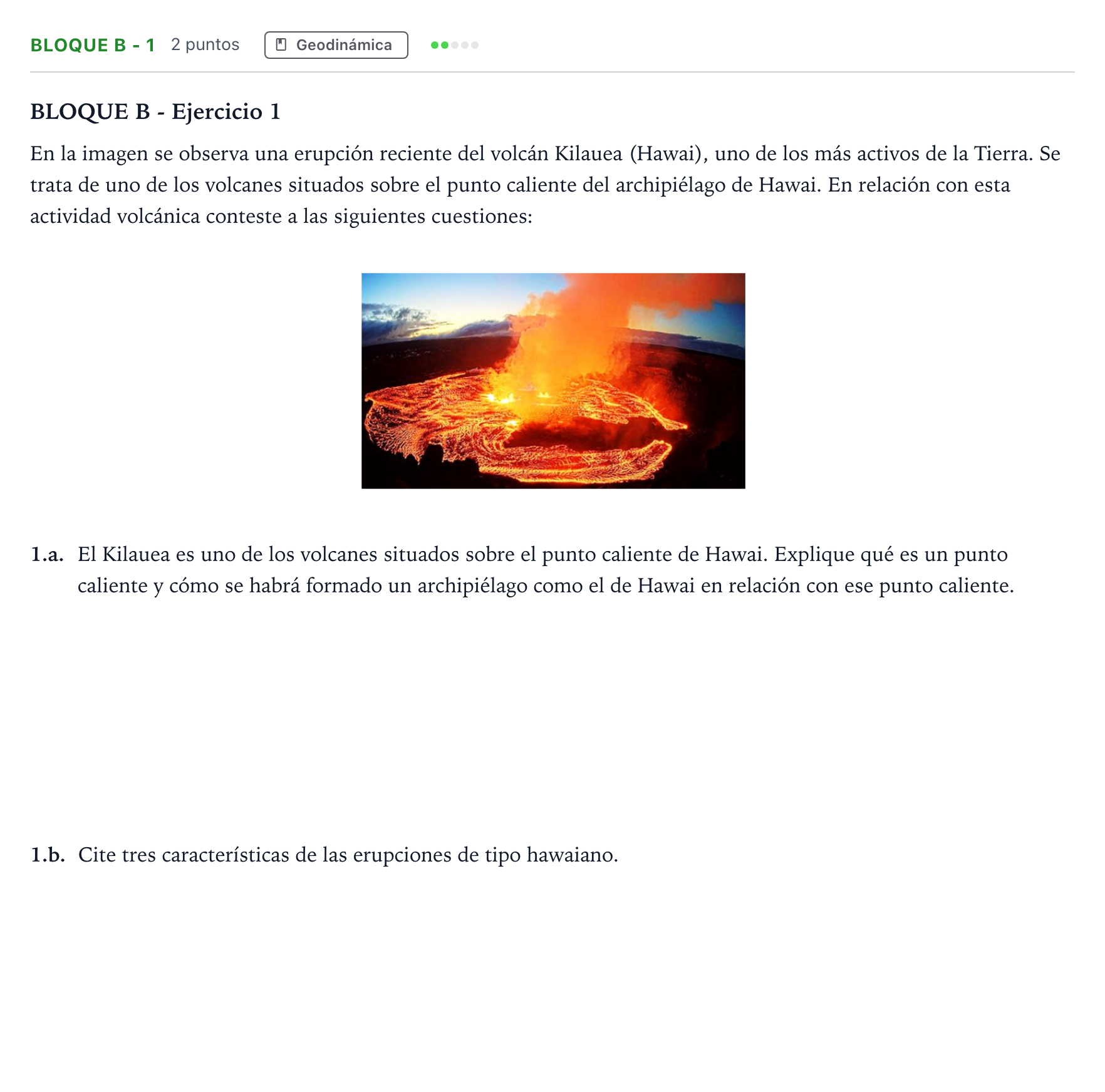 Enunciado: Bloque B - 1 · Geología PAU Andalucía Ordinaria Suplente 1 2026